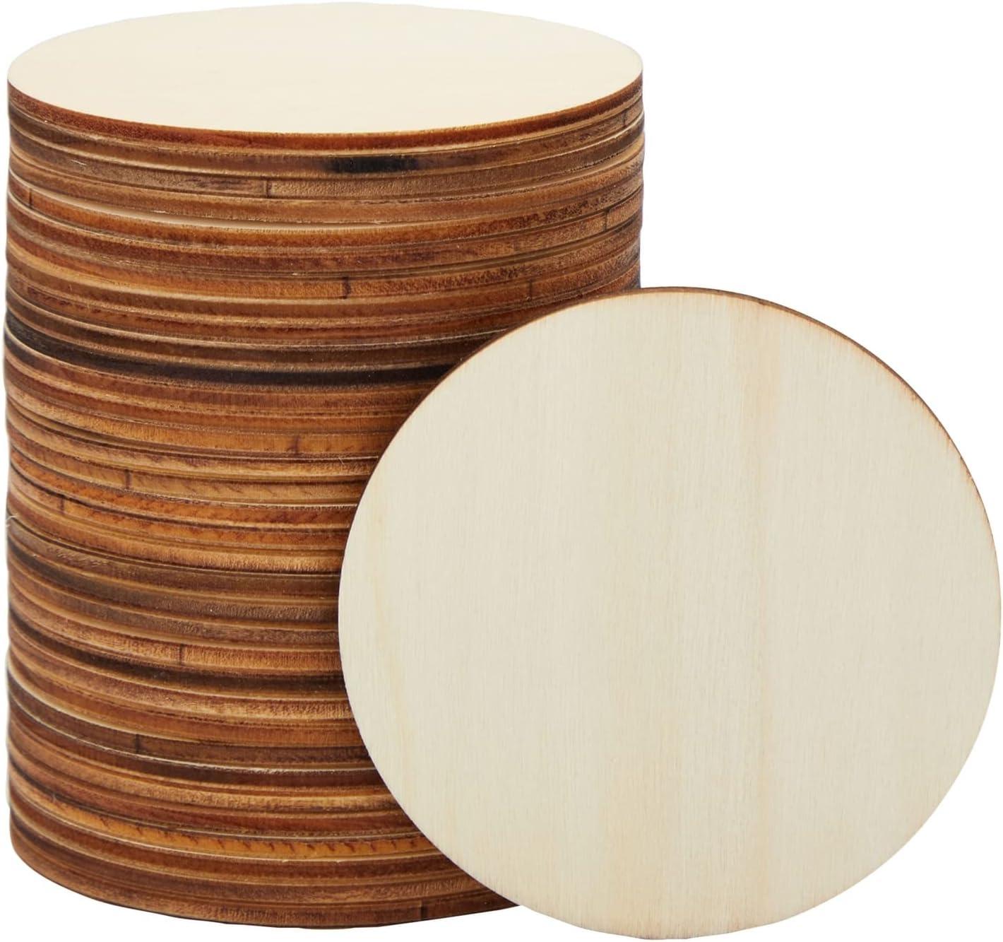 Juvale 36 Pack Unfinished Wood Circles for Crafts, 3 Inch Round Wooden Cutouts for DIY Projects