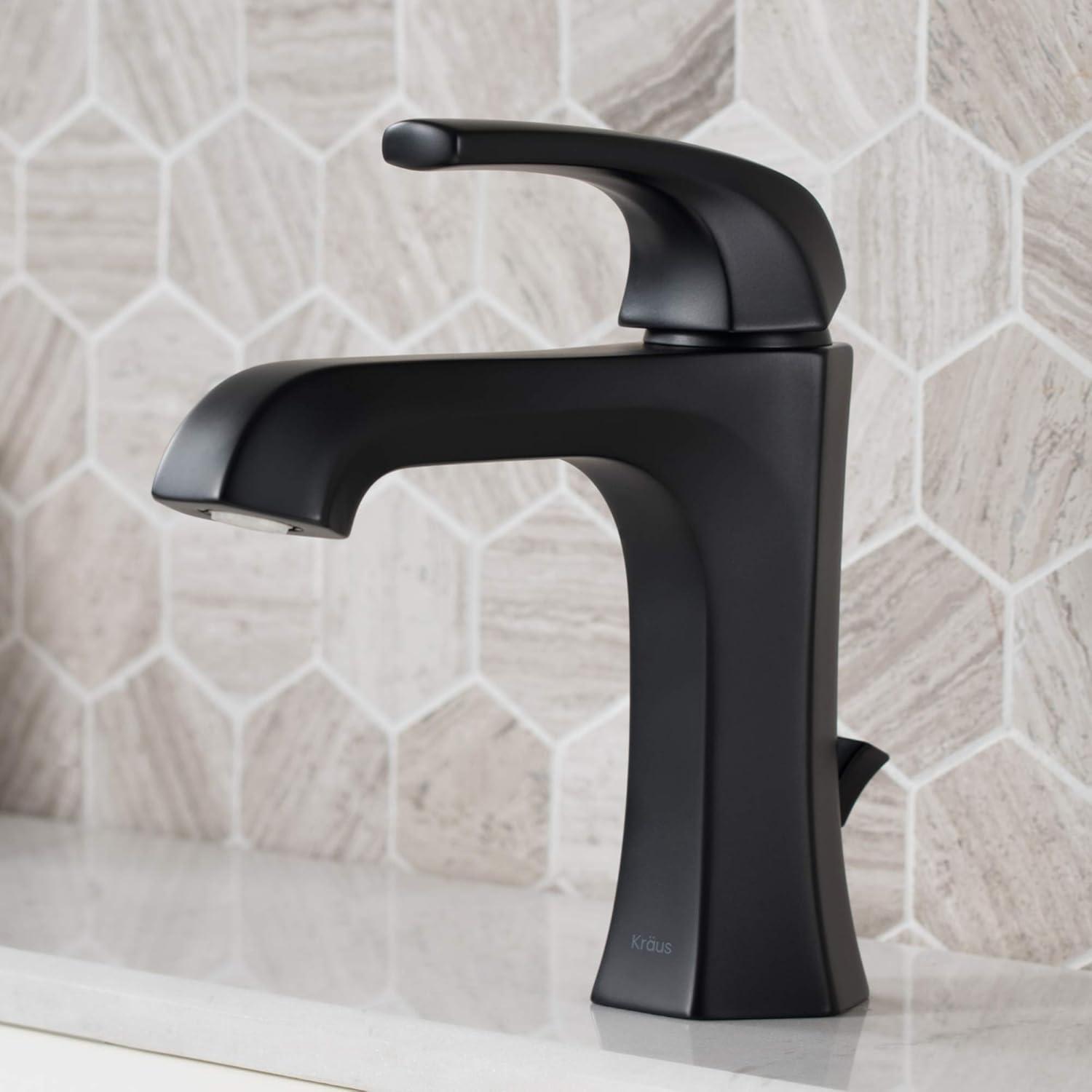 Esta Art Deco Inspired Matte Black Single Handle Bathroom Faucet