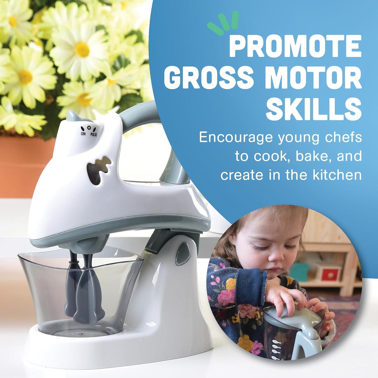 Constructive Playthings Play Kitchen Appliances, Kids Blender and Mixer Toy, Realistic Designs, Developmental Toddler Toys, Ages 3 Years and Up