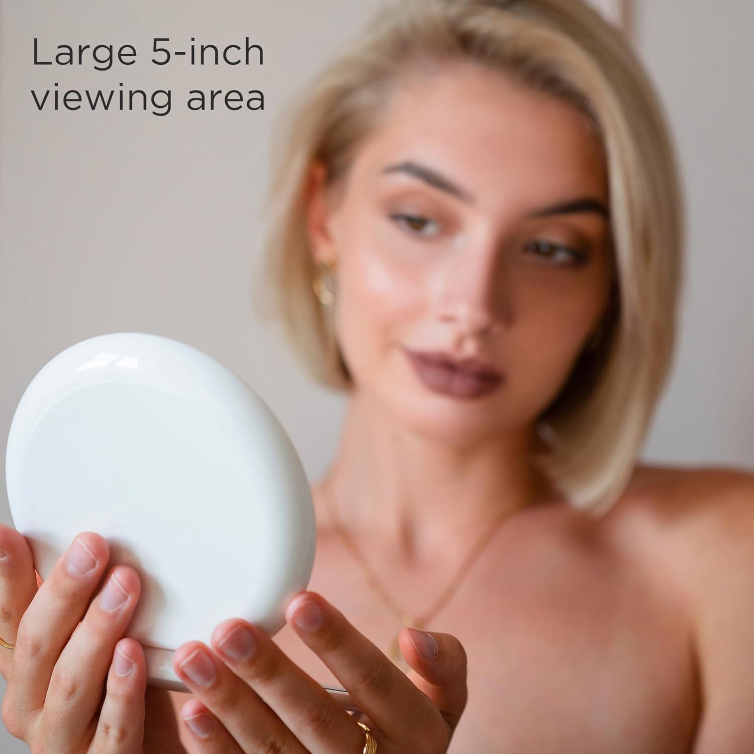 White 5-Inch LED Compact Mirror with 1x and 10x Magnification