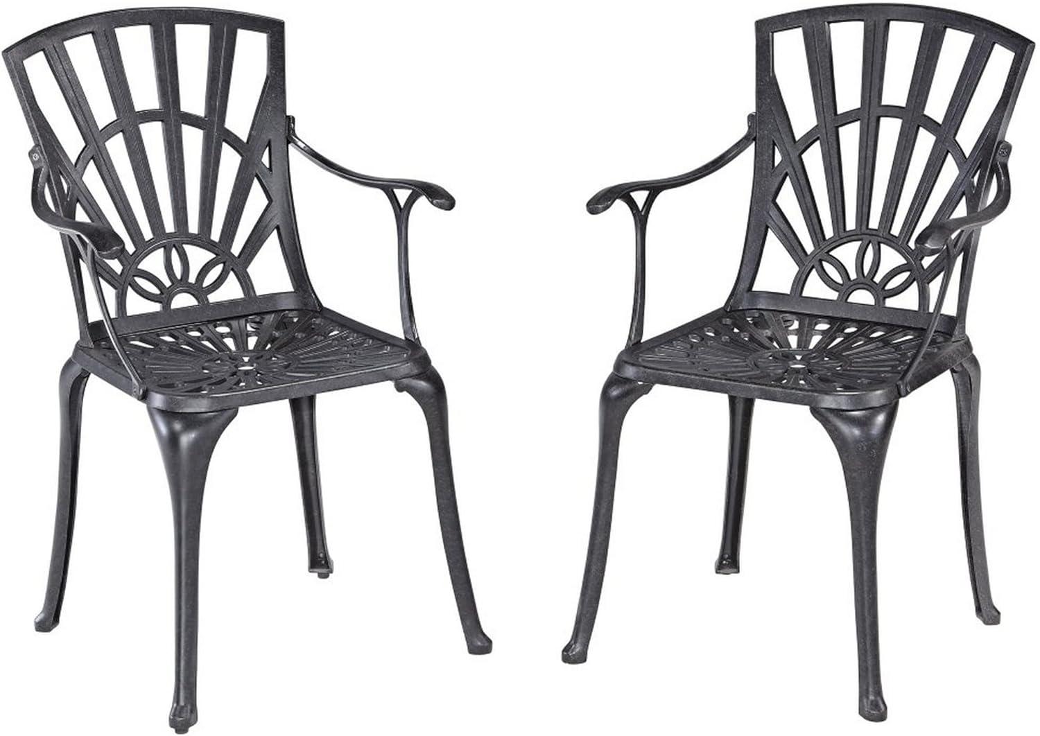 Grenada Charcoal Cast Aluminum Outdoor Dining Chair Pair