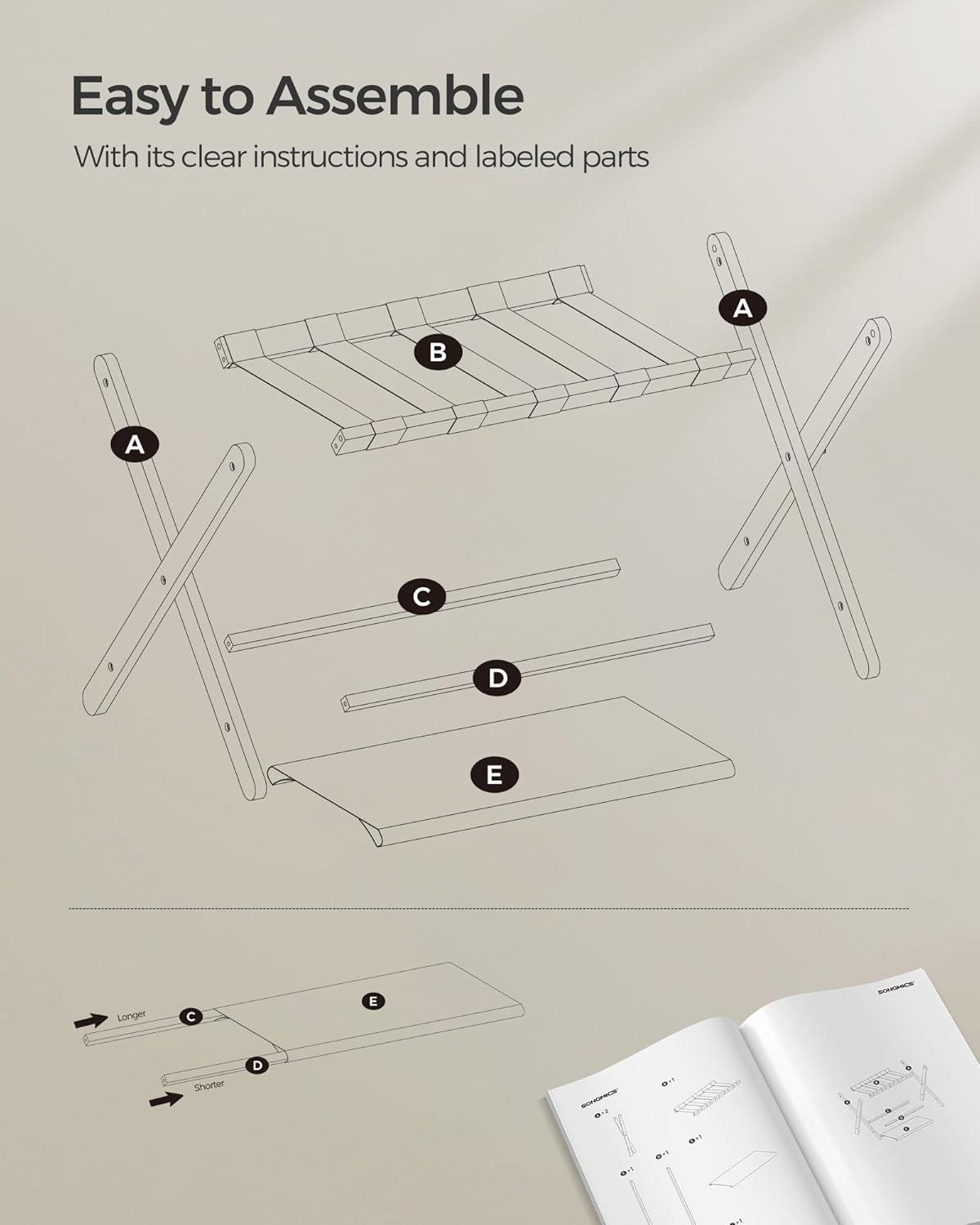 Luggage Rack, Folding Suitcase Stand With Storage Shelf Holds Up To 131 Lb