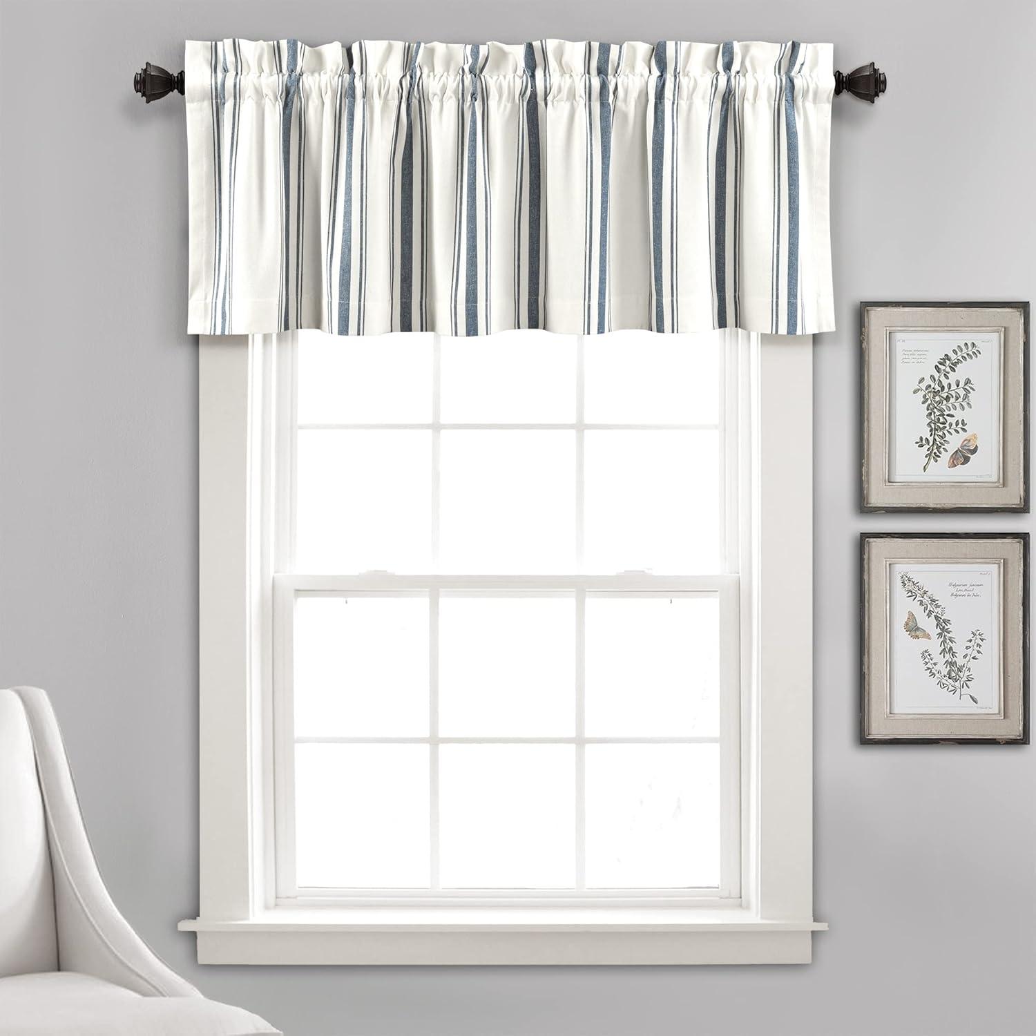 Lush Decor Farmhouse Stripe Striped Ruffled 52'' W Window Valance
