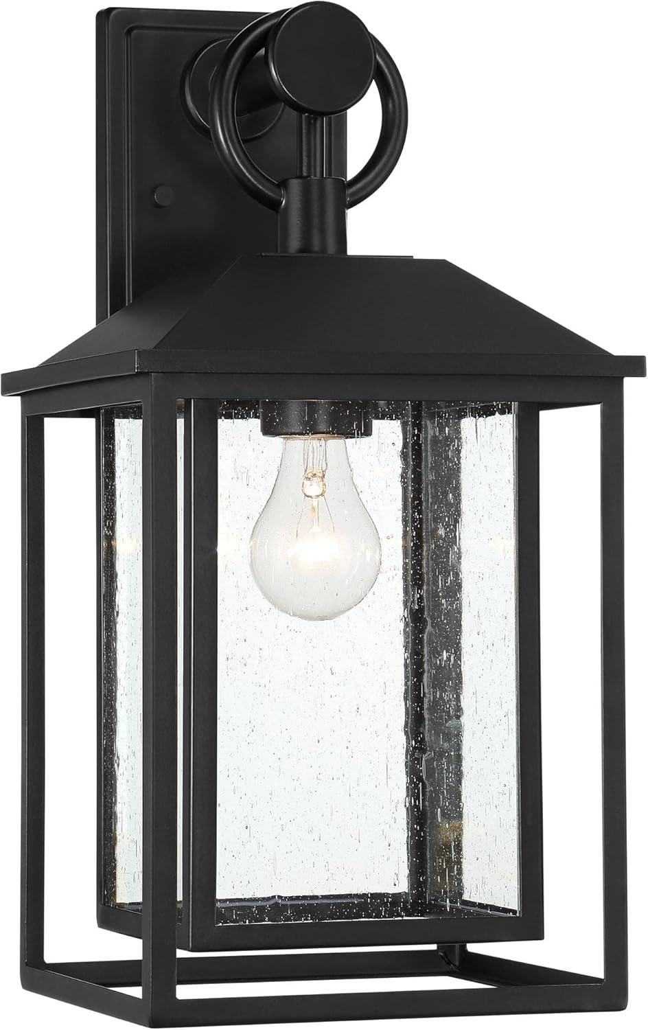 John Timberland Califa Mission Outdoor Wall Light Fixture Black Metal 18" Clear Seedy Glass for Post Exterior Barn Deck House Porch Yard Patio Home