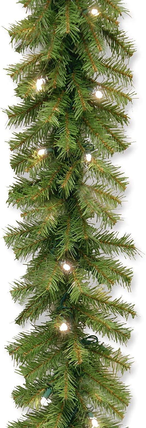 9ft Green Norwood Fir Garland with LED Lights