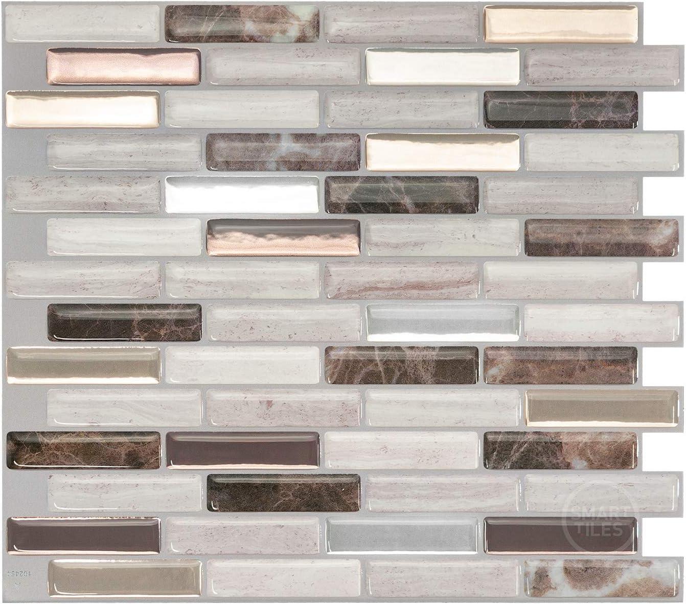 Gray and Brown 3D Peel and Stick Mosaic Backsplash Tiles