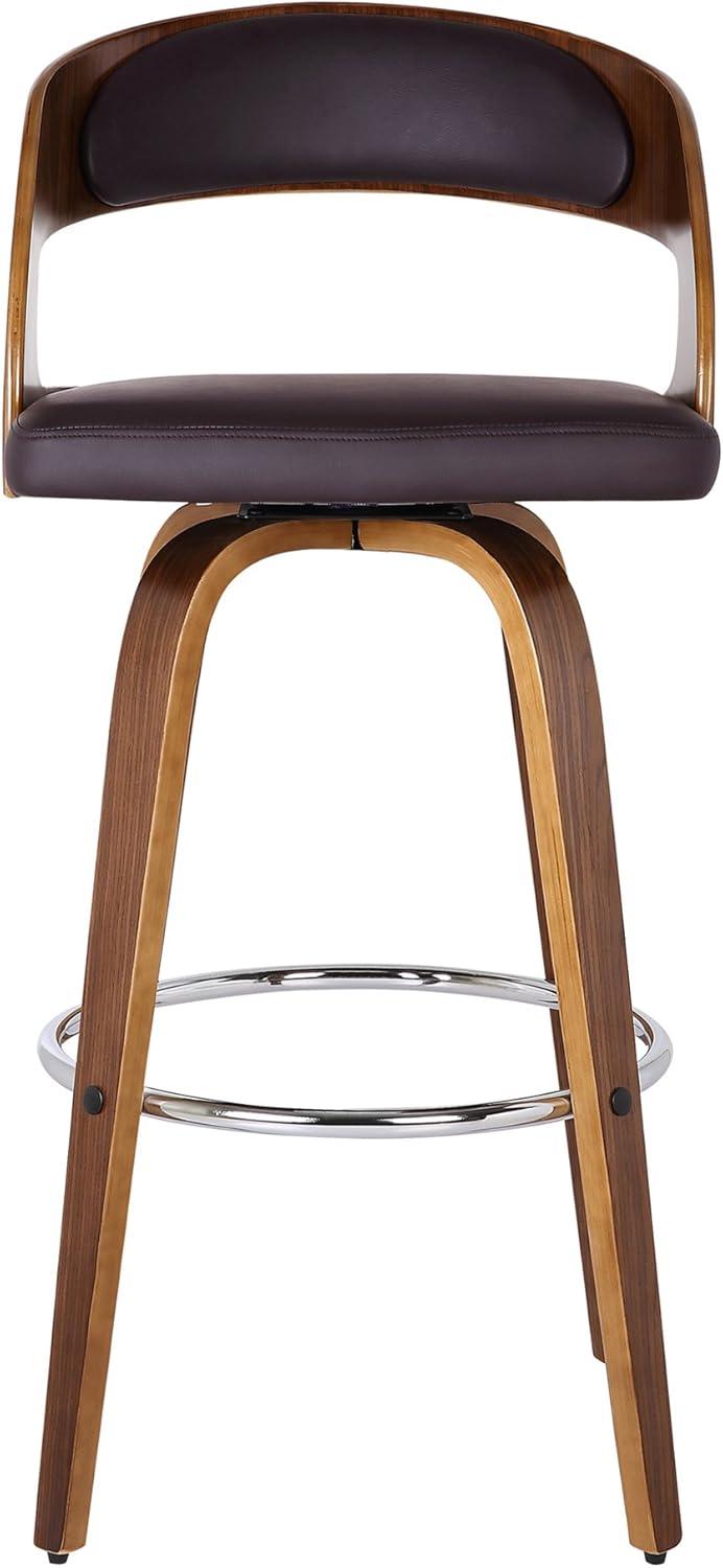 HomeStock Southwestern Sanctuary 30" Barstool In Walnut Wood Finish With Brown Pu