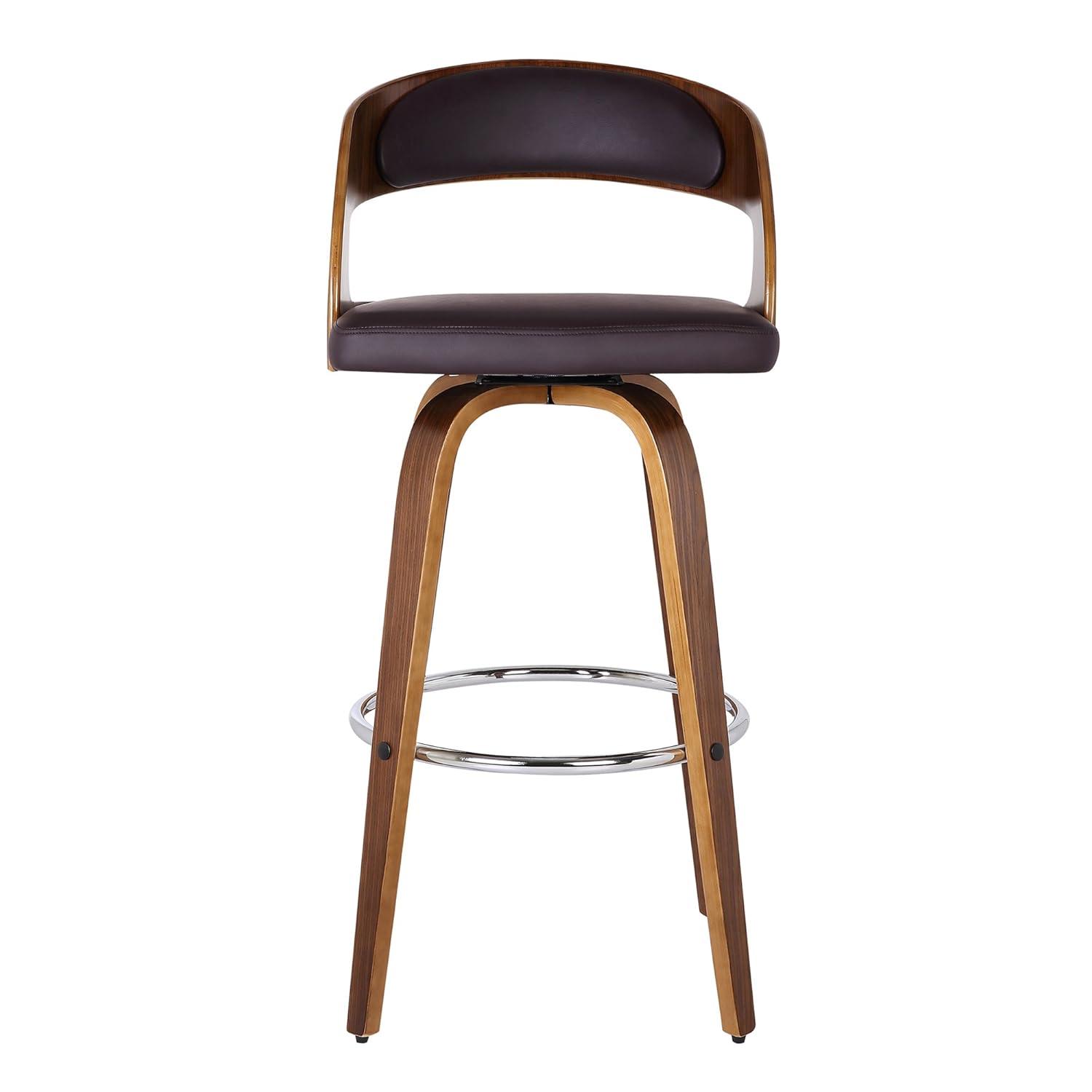Armen Living Shelly Contemporary Faux Leather Bar Stool in Brown