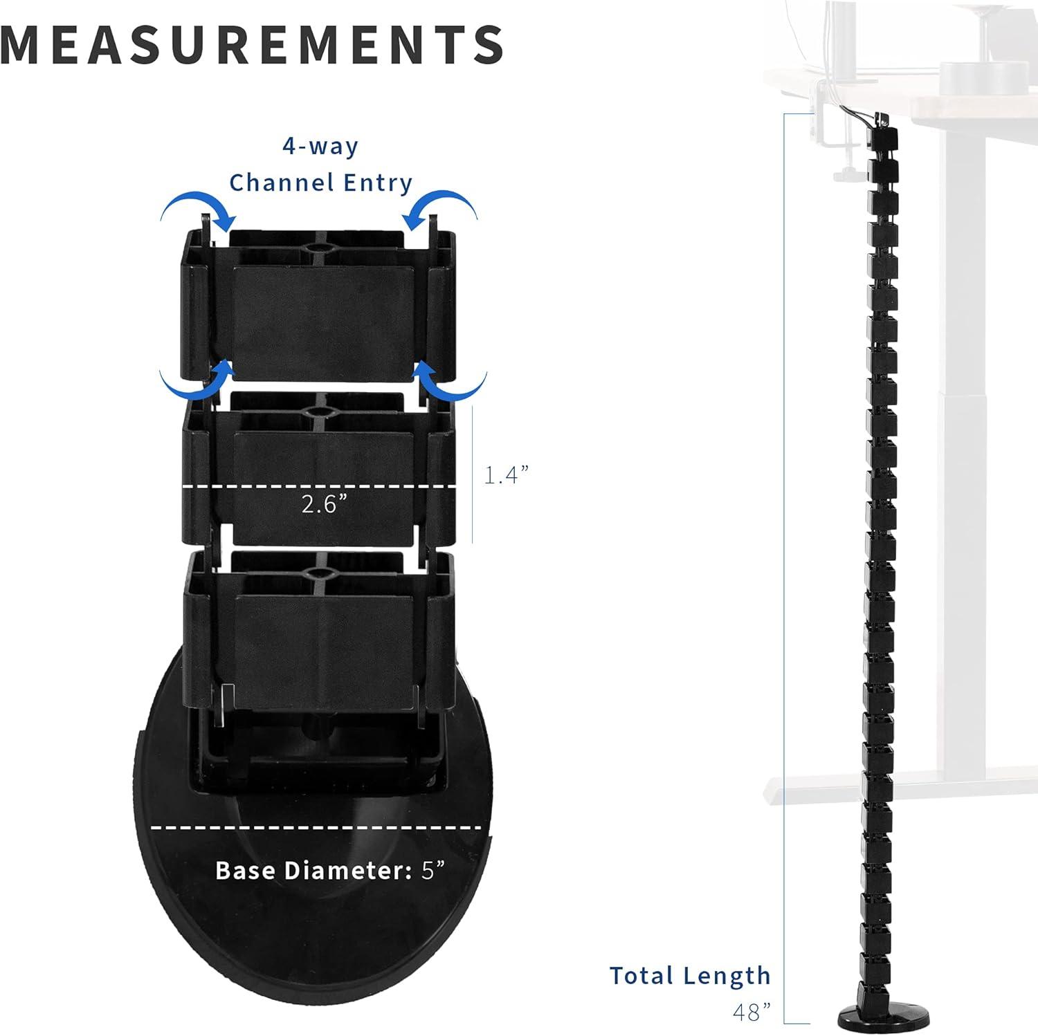 Black Metal Vertebrae Cable Management Kit for Desk