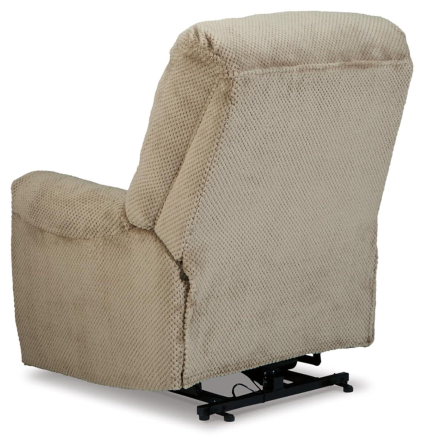 Beige Faux Leather Power Lift Recliner with USB Ports