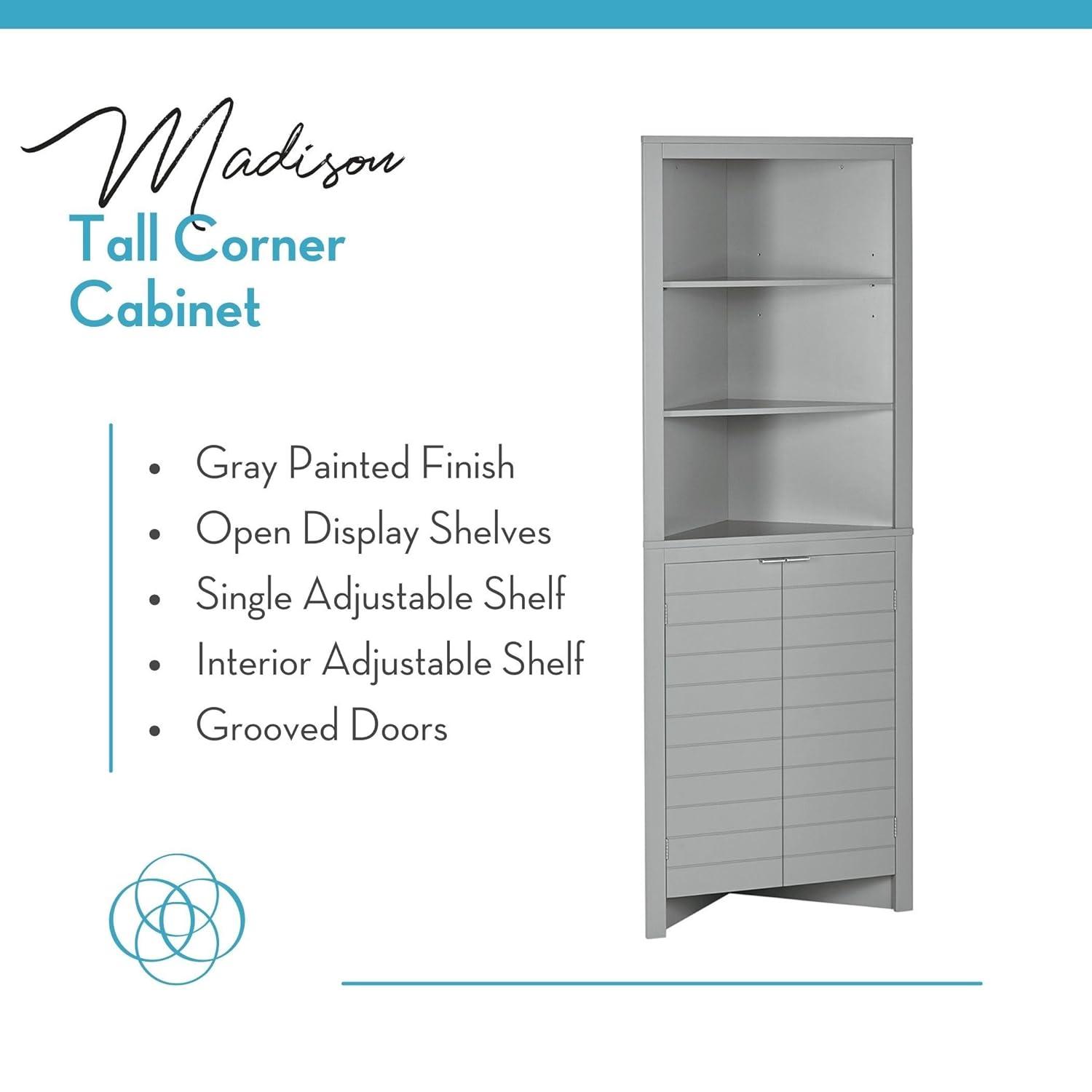 RiverRidge Home RiverRidge Madison Tall Corner Bathroom Storage Cabinet with Open Shelves