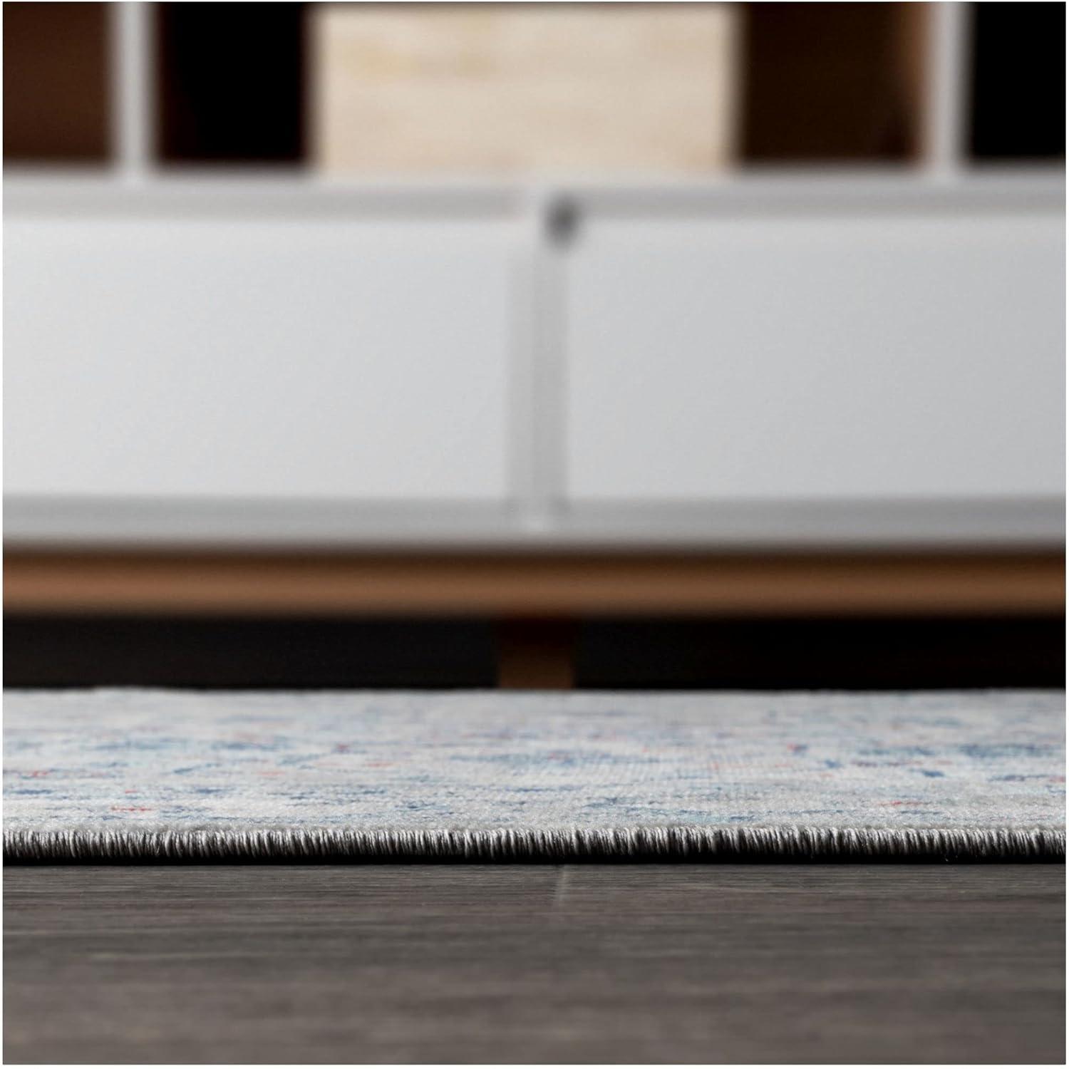 6'x6' Modern Persian Vintage Medallion Area Rug, Light Grey/Blue - JONATHAN Y