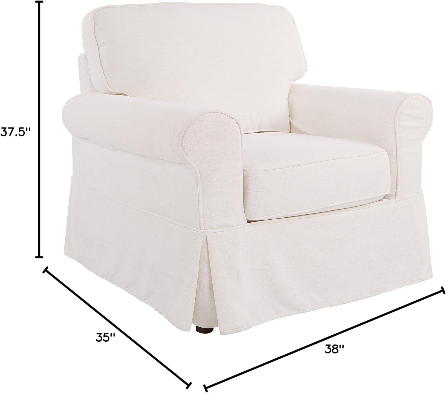 Ashton Chair with Ivory Beige Fabric Slip Cover