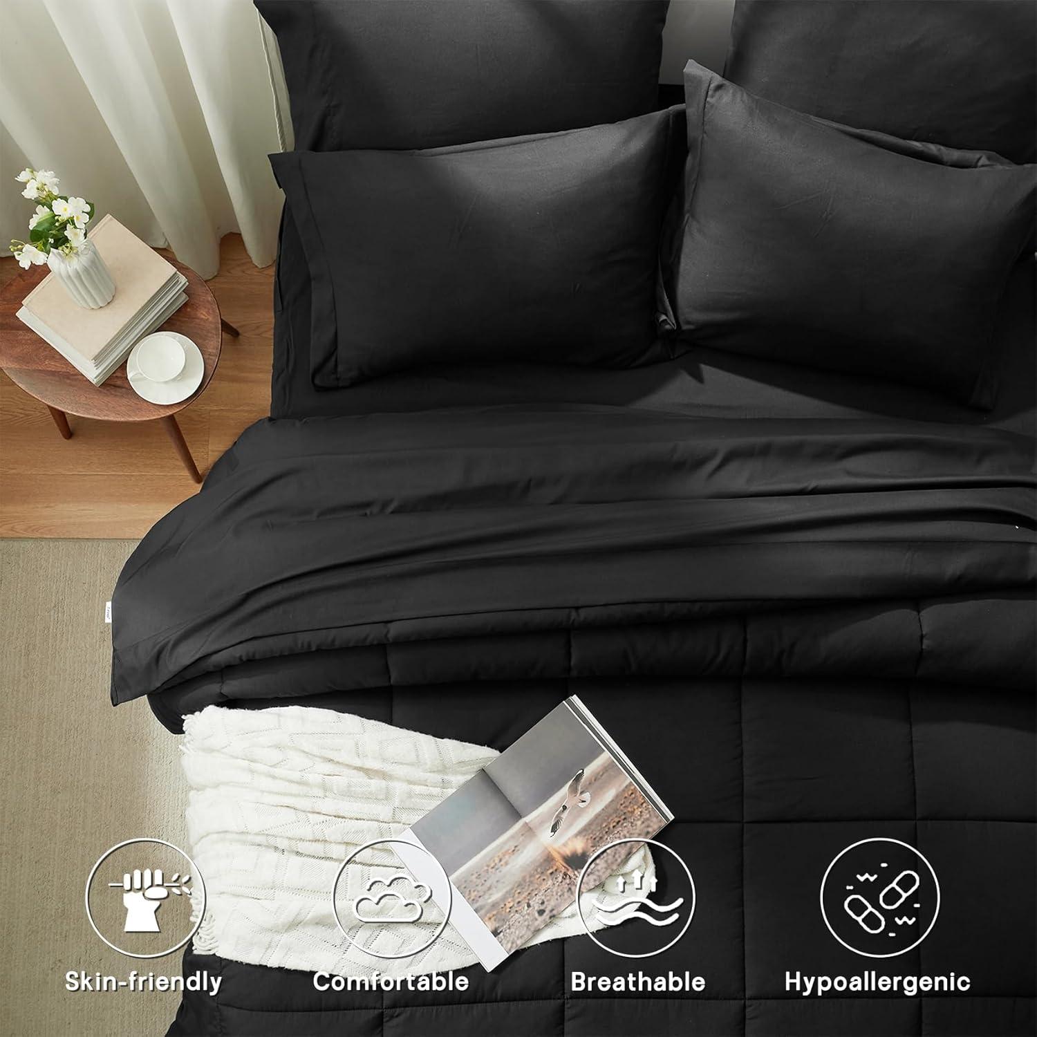 Sweet Home Collection All Season Bed-in-A-Bag 5pc/7pc Solid Color Comforter & Sheet Set Ultra Soft Bedding by Sweet Home Collection