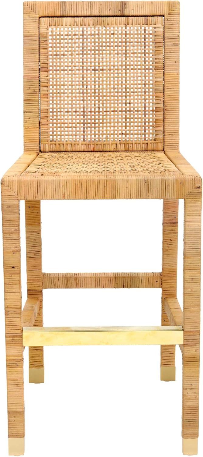 Amara Woven Rattan Performance Fabric Stool Natural Bar Height