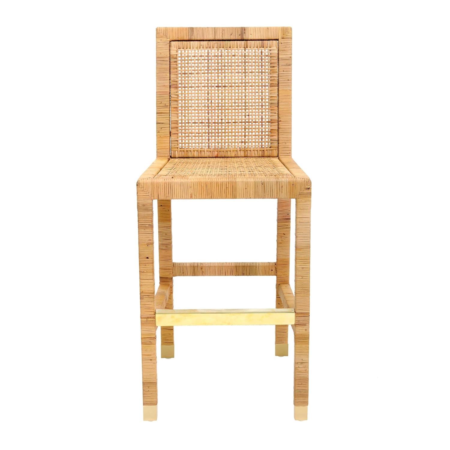 Amara Woven Rattan Performance Fabric Stool Natural Bar Height