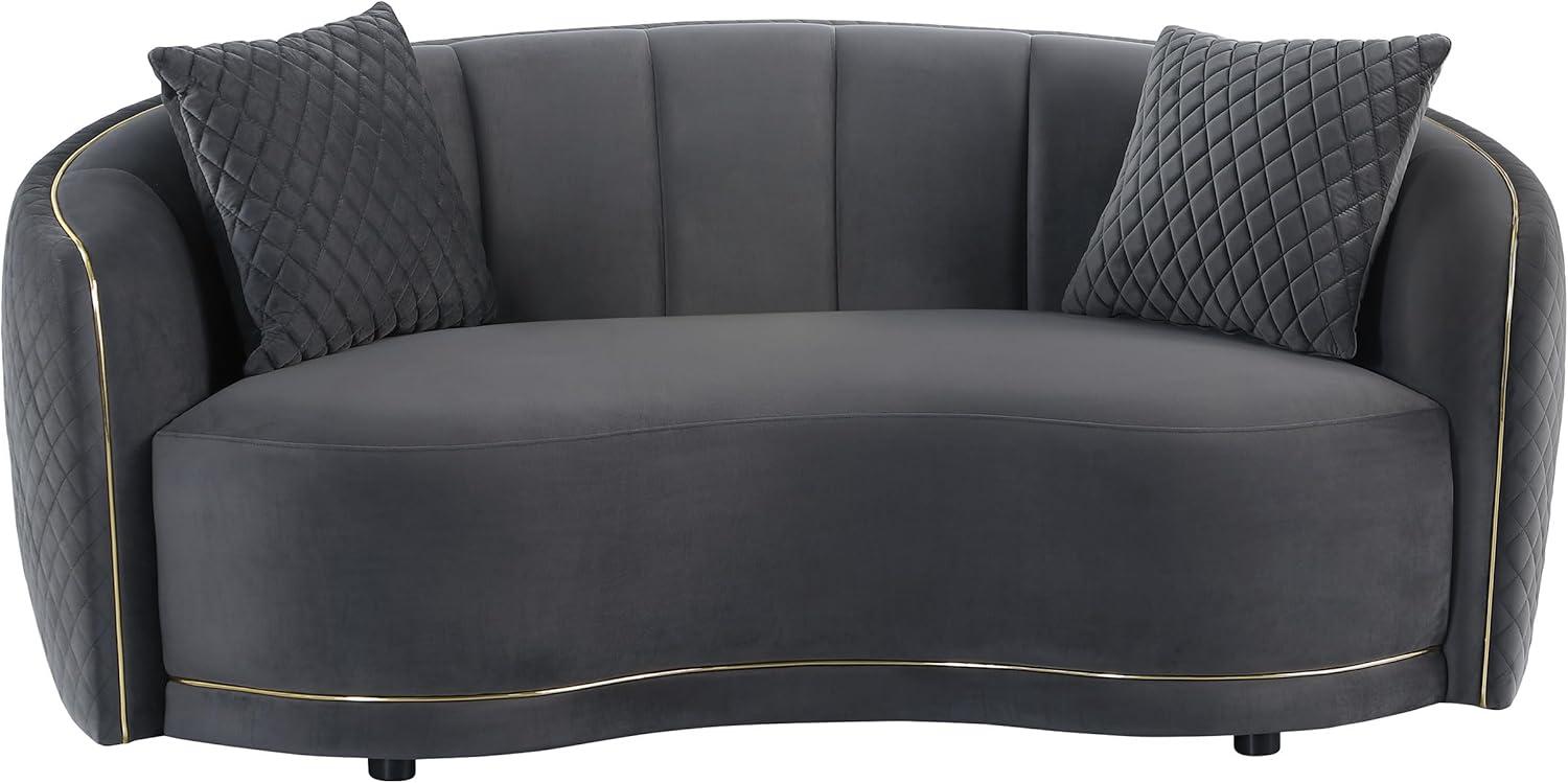 Coaster Brookside 2-Piece Velvet Fabric Upholstered Sofa Set in Dark Gray