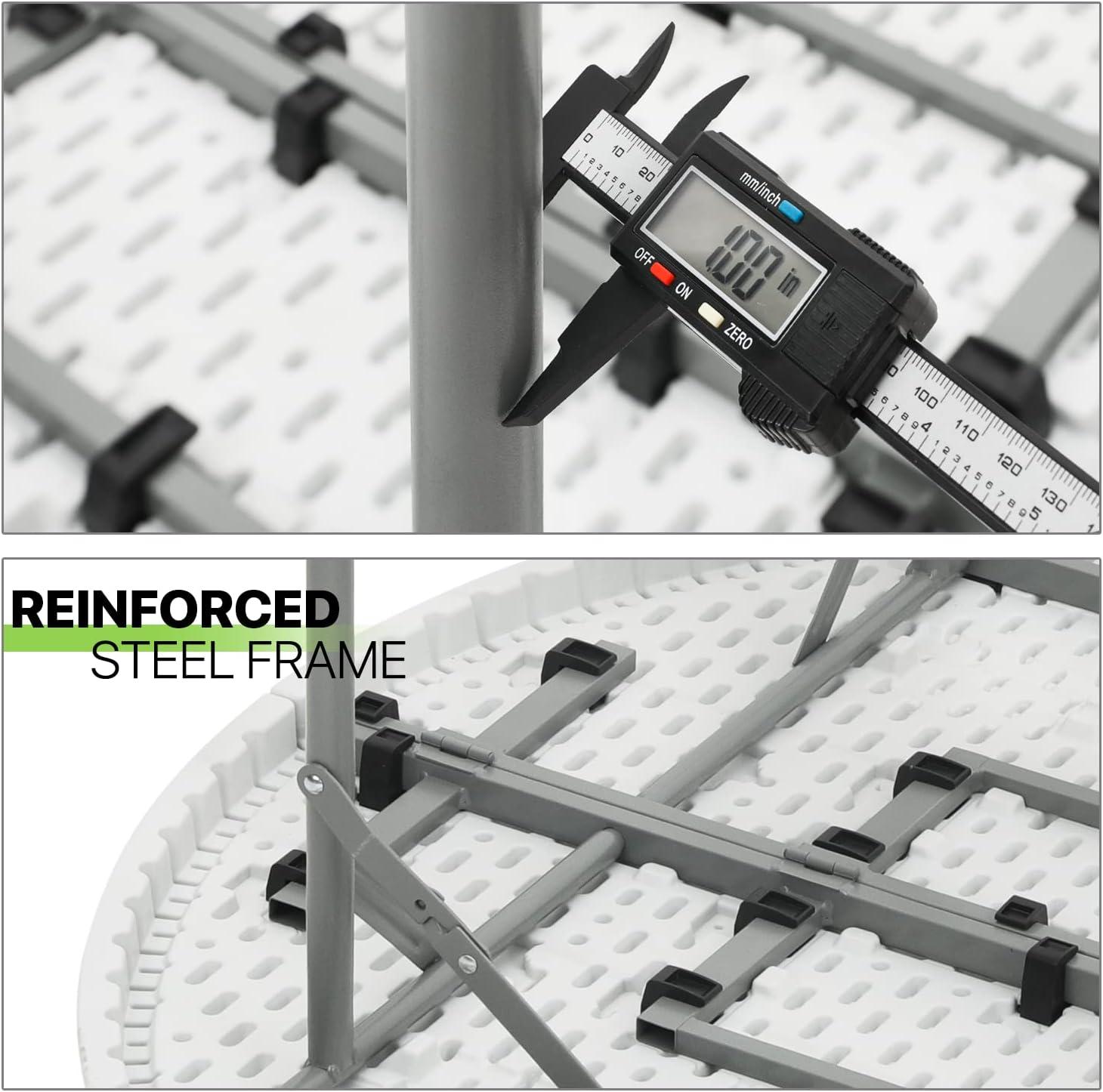 MoNiBloom Plastic Round Folding Table, Portable Foldable Party Banquet Table for Camping Dining Outdoor Picnic