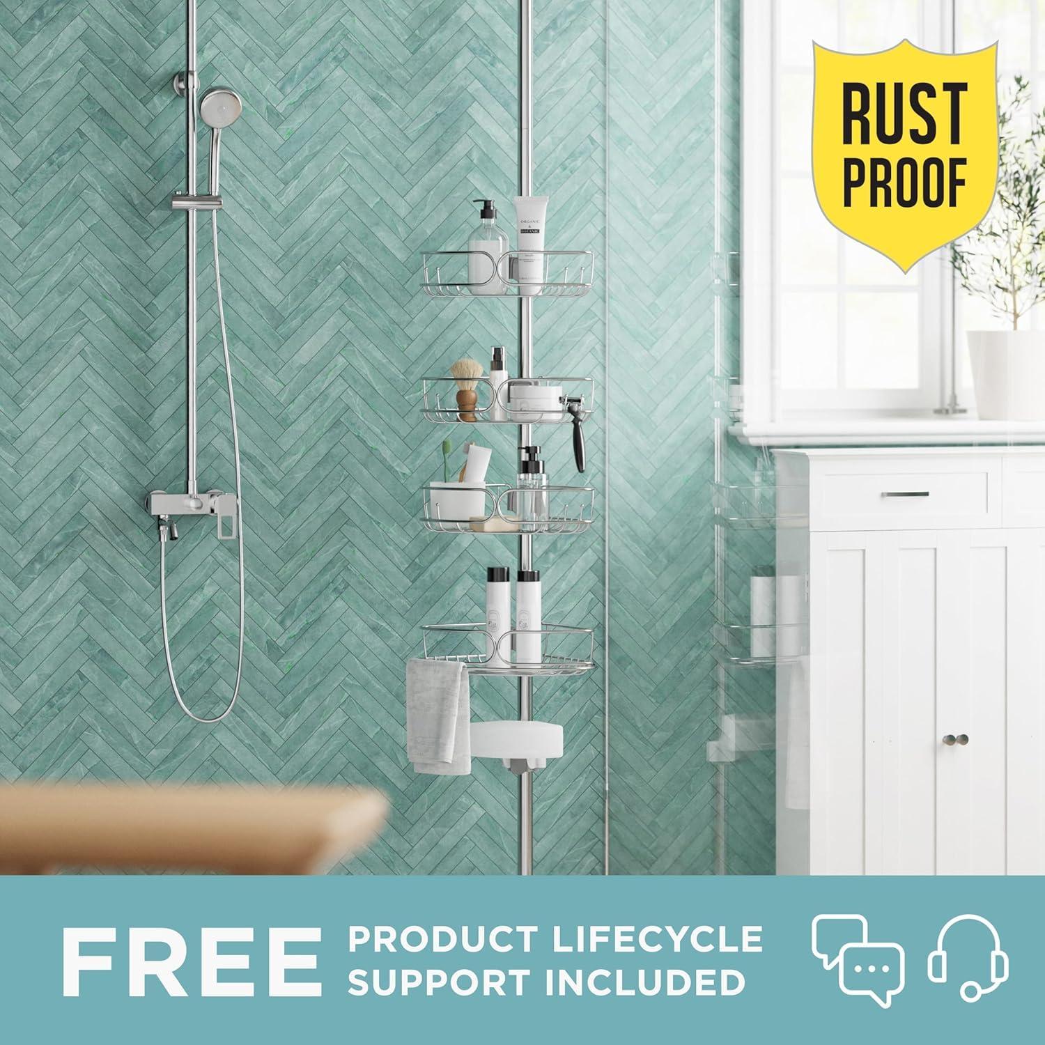 Rebrilliant Gare Tension Pole Stainless Steel Shower Caddy