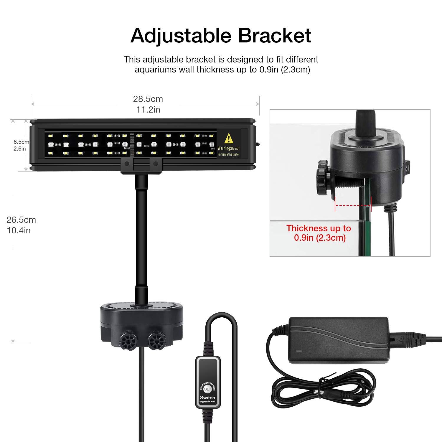 IREENUO Aquarium LED Light, Full Spectrum Fish Tank Clip on Light with Remote, Color Changing Lighting for Reef Coral Aquatic Plants and Fish Keeping (20W（23.6inch)