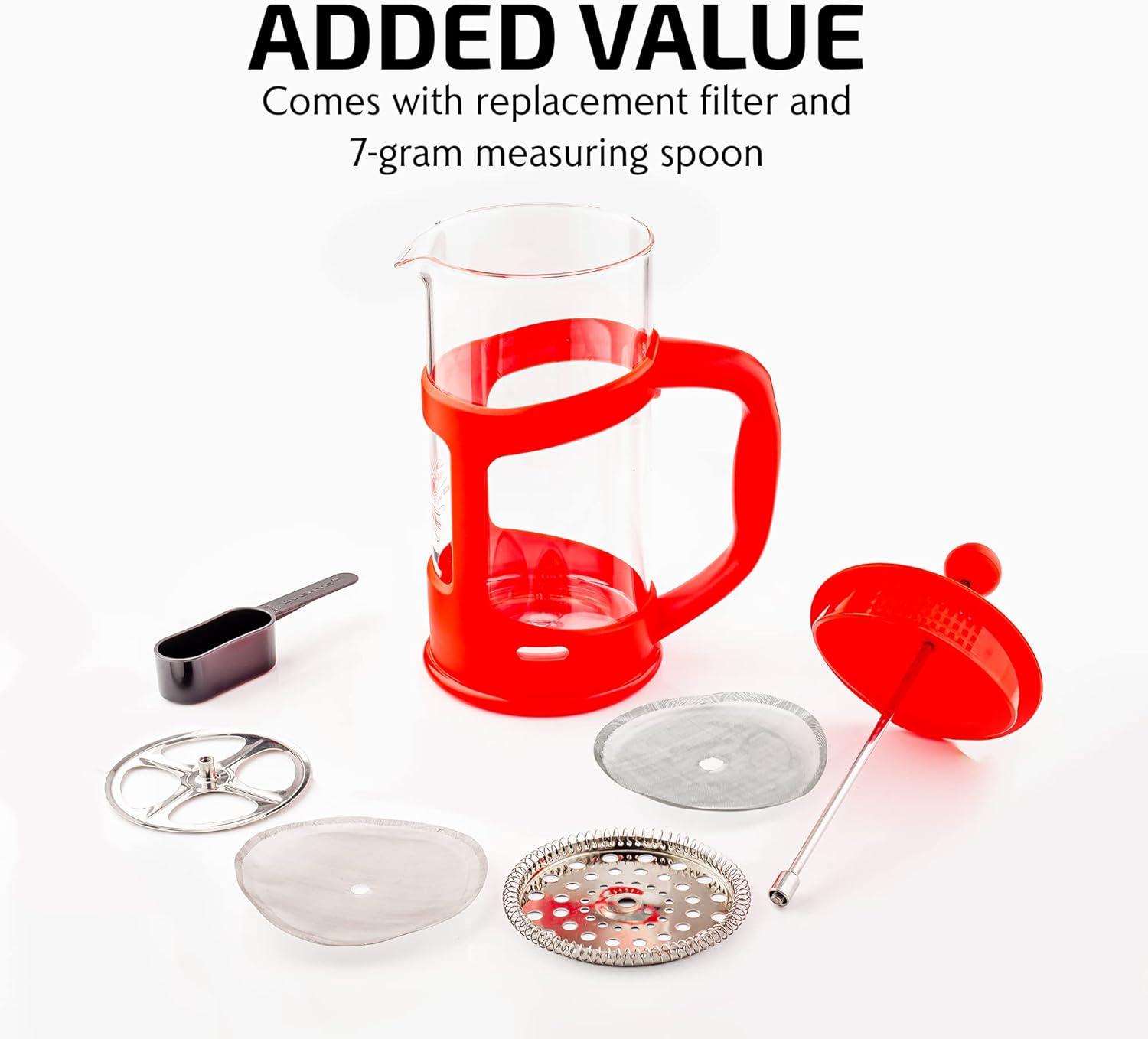 Ovente OVENTE 12 Ounce French Press Coffee Tea and Espresso 4 Filter Stainless-Steel FPT12R