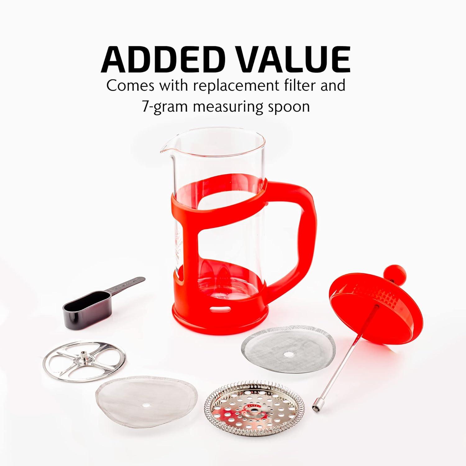 Ovente OVENTE 12 Ounce French Press Coffee Tea and Espresso 4 Filter Stainless-Steel FPT12R