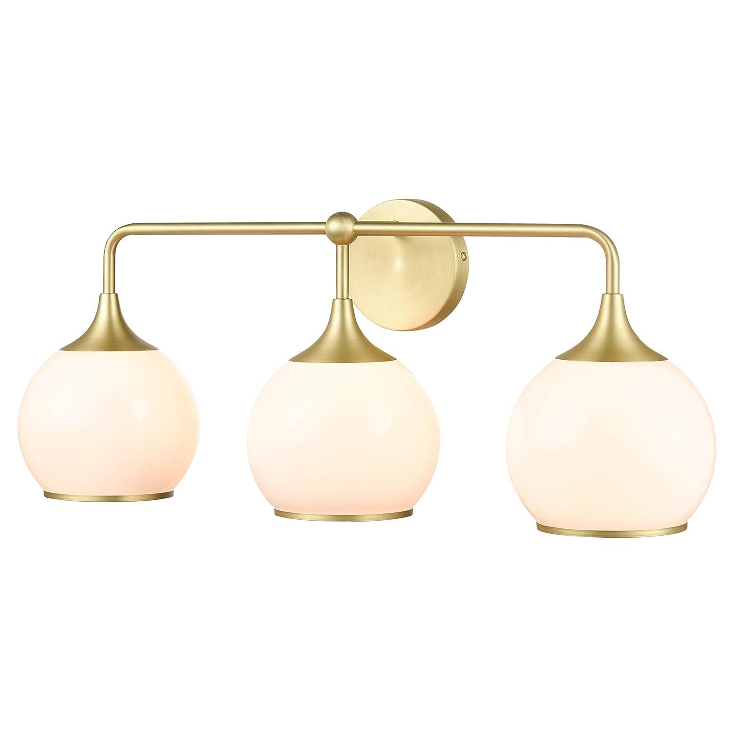 Light Society Lia 3-Light Vanity Light, Brushed Brass/Opal