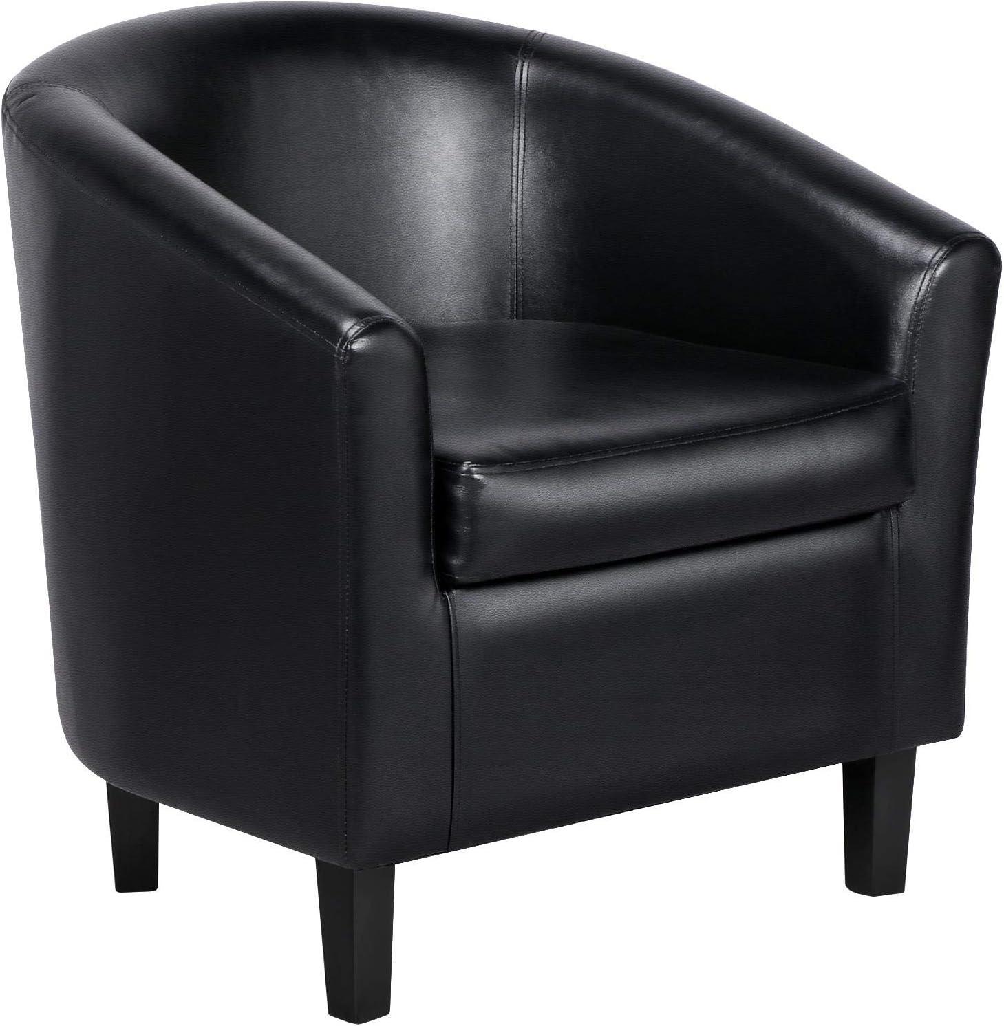 Yaheetech Faux Leather Accent Arm Chair For Living Room, Black