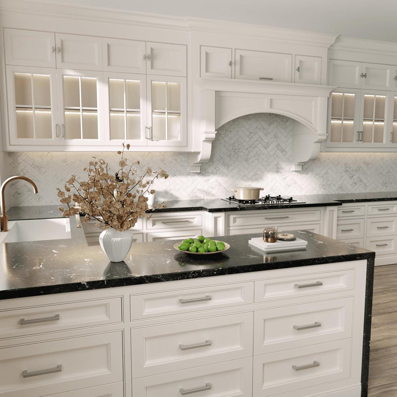 homdiy 5 Pack 5 Inch Brushed Nickel Cabinet Pulls Cabinet Handles Square Door Handles Modern Dresser Drawer Stainless Steel Hardware