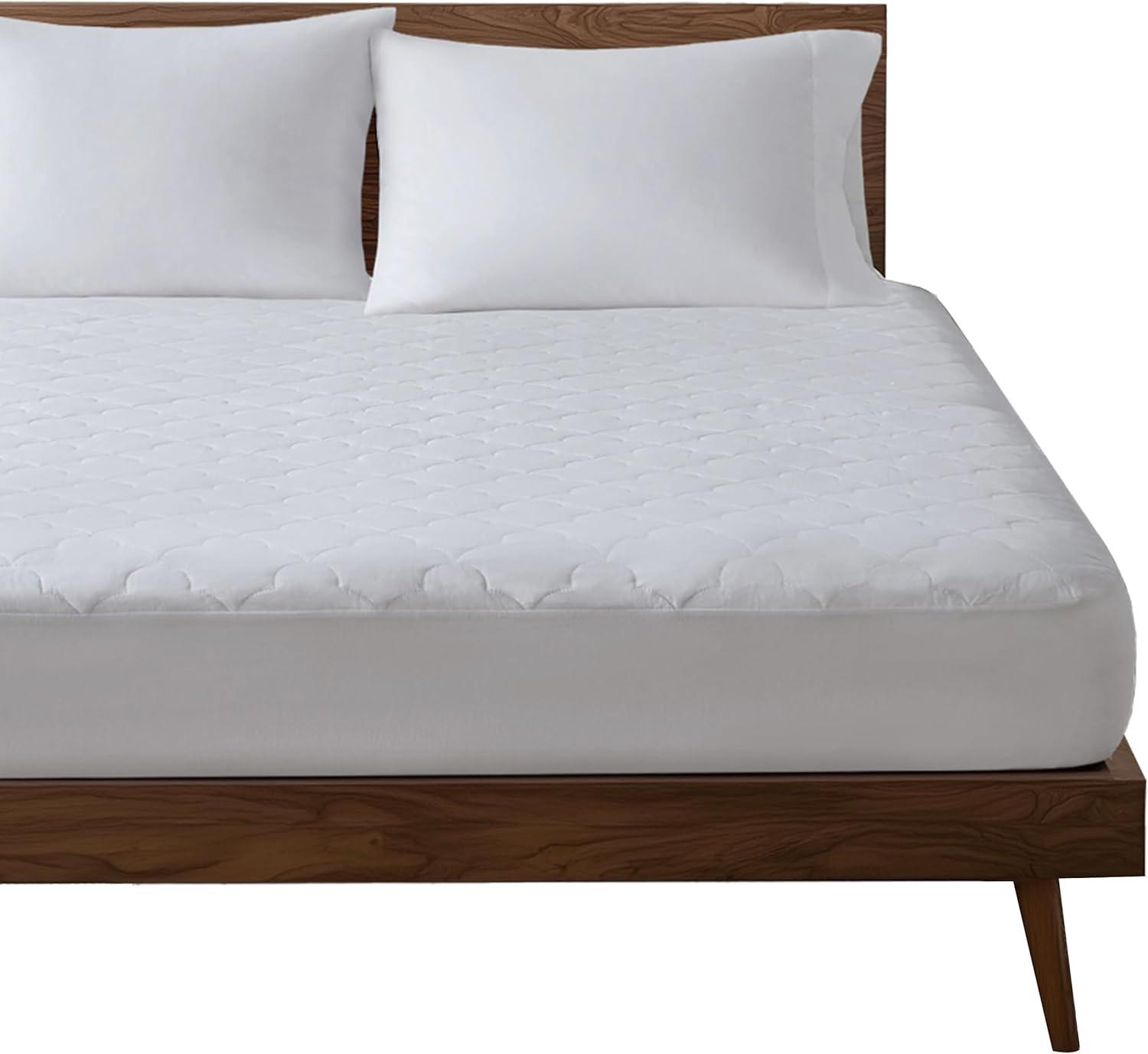 All Natural Cotton Percale Quilted Mattress Pad White