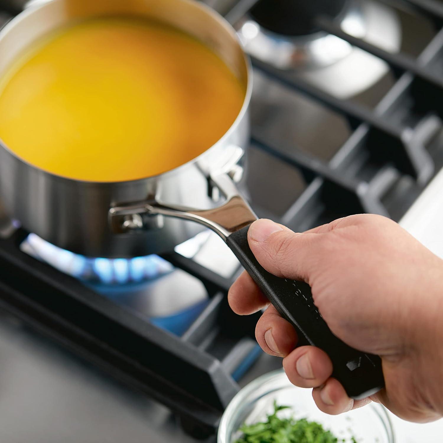KitchenAid Stainless Steel Induction Saucepan with Pour Spouts, 1 Quart, Brushed Stainless Steel