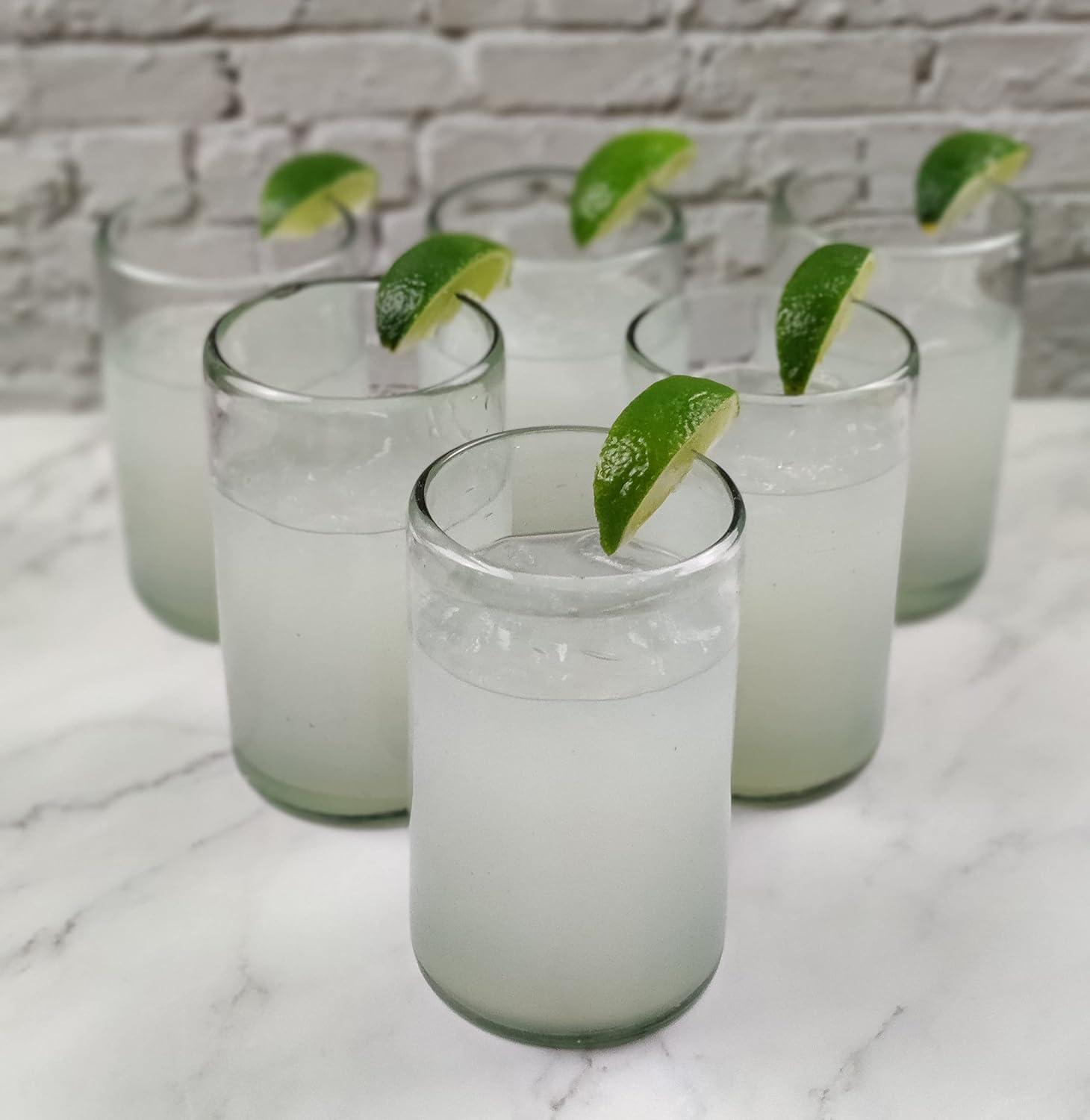 Dos Sueños Mexican Hand Blown  Drinking Glasses - Natural - 14oz - Set of 6