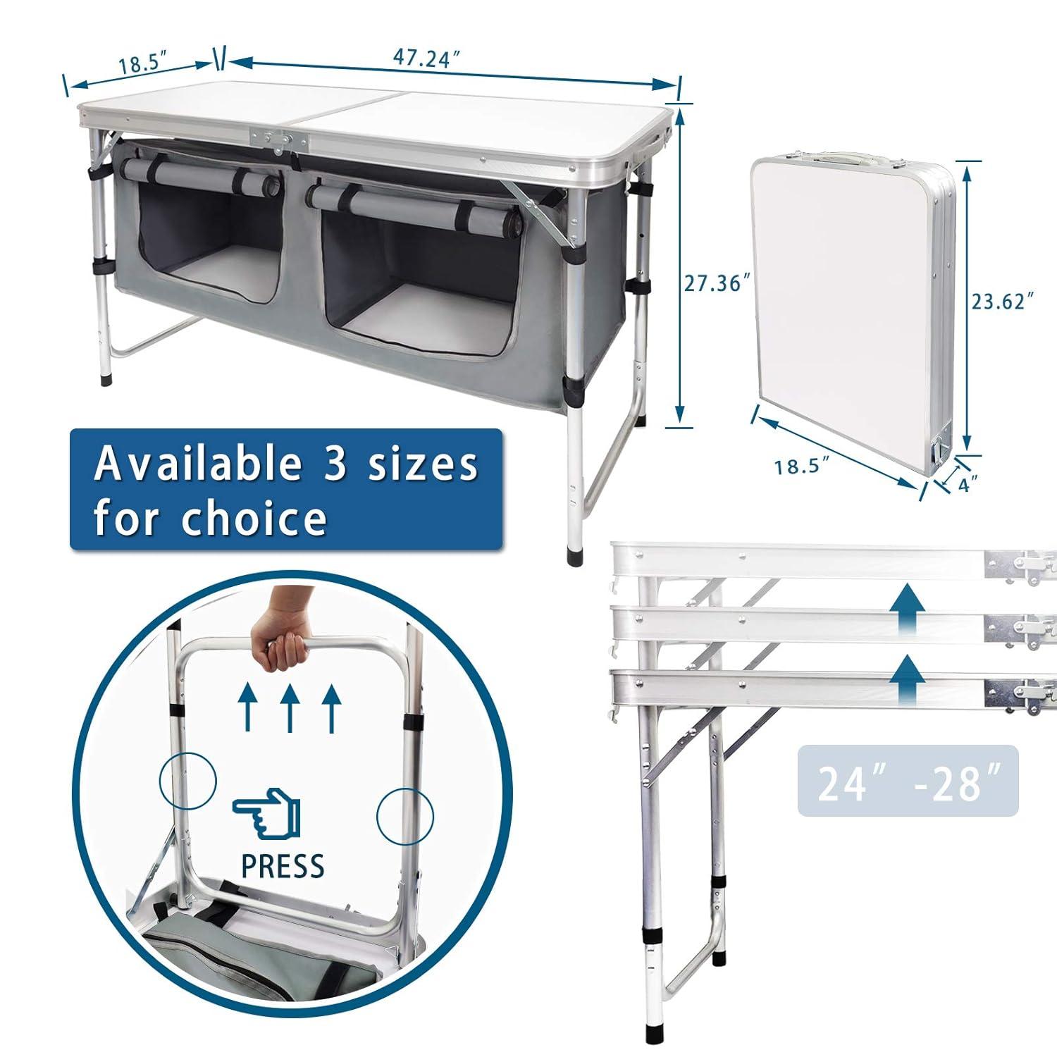 Camping Folding Table - Portable and Lightweight Table with Storage, Backyards, BBQ, Party and Picnic Foldable Table …