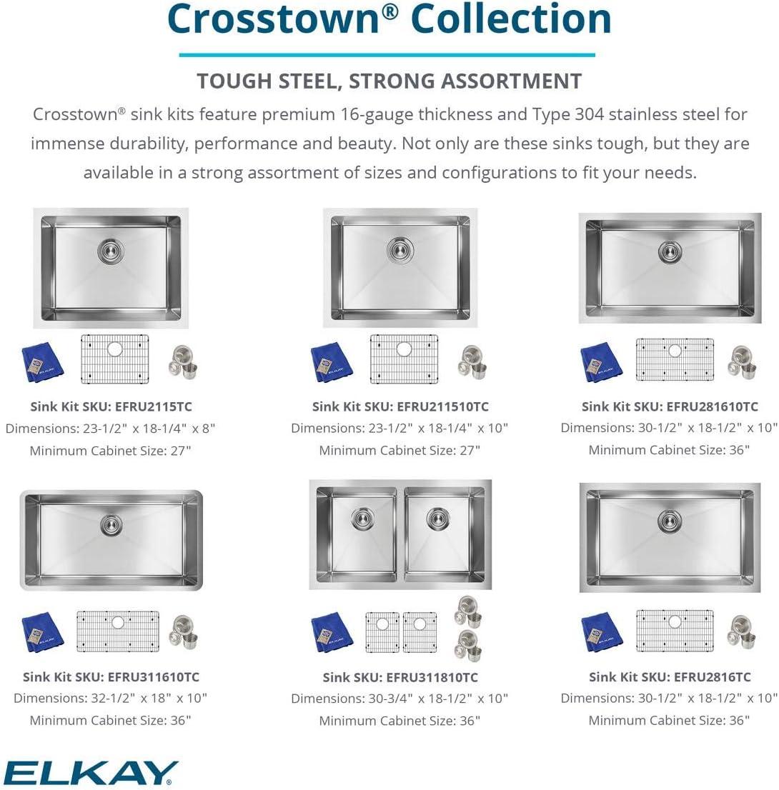 Crosstown 16 Gauge 33" L x 18" W Undermount Kitchen Sink Kit