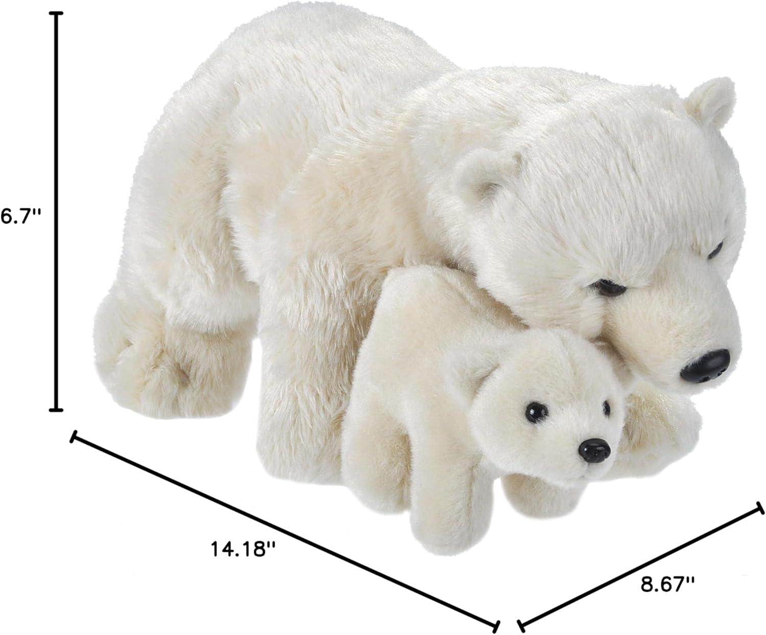 Wild Republic Mom & Baby Polar Bear Plush, Stuffed Animal, Plush Toy, Gifts for Kids, 14"
