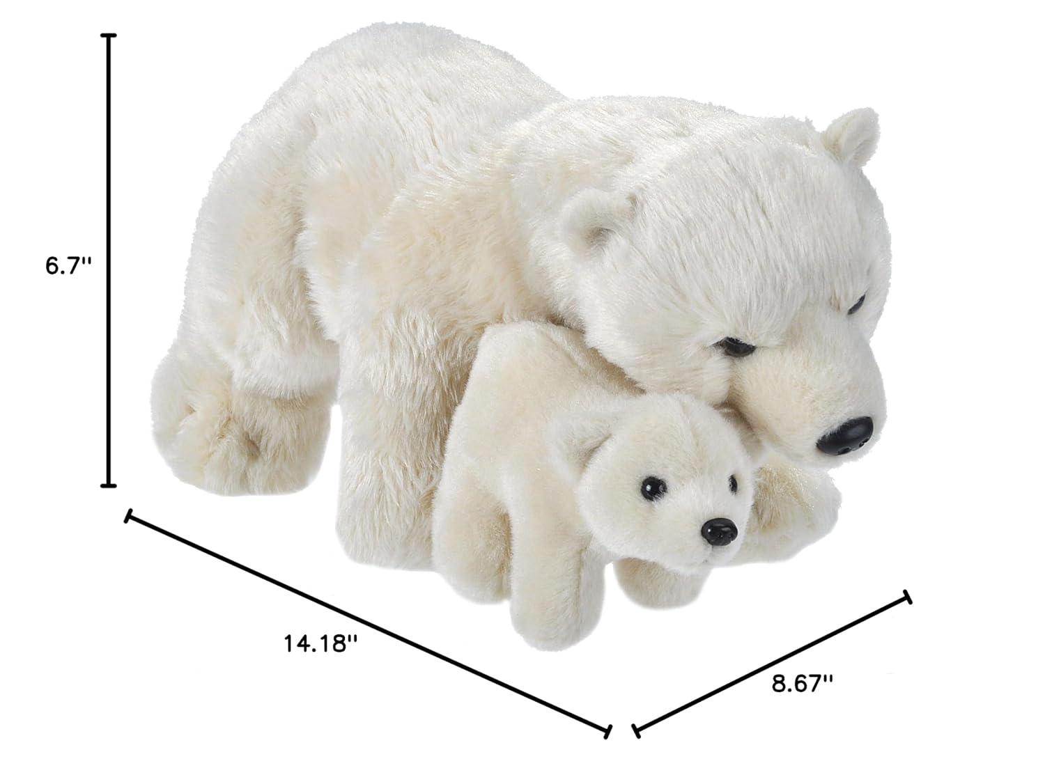 Wild Republic Mom & Baby Polar Bear Plush, Stuffed Animal, Plush Toy, Gifts for Kids, 14"
