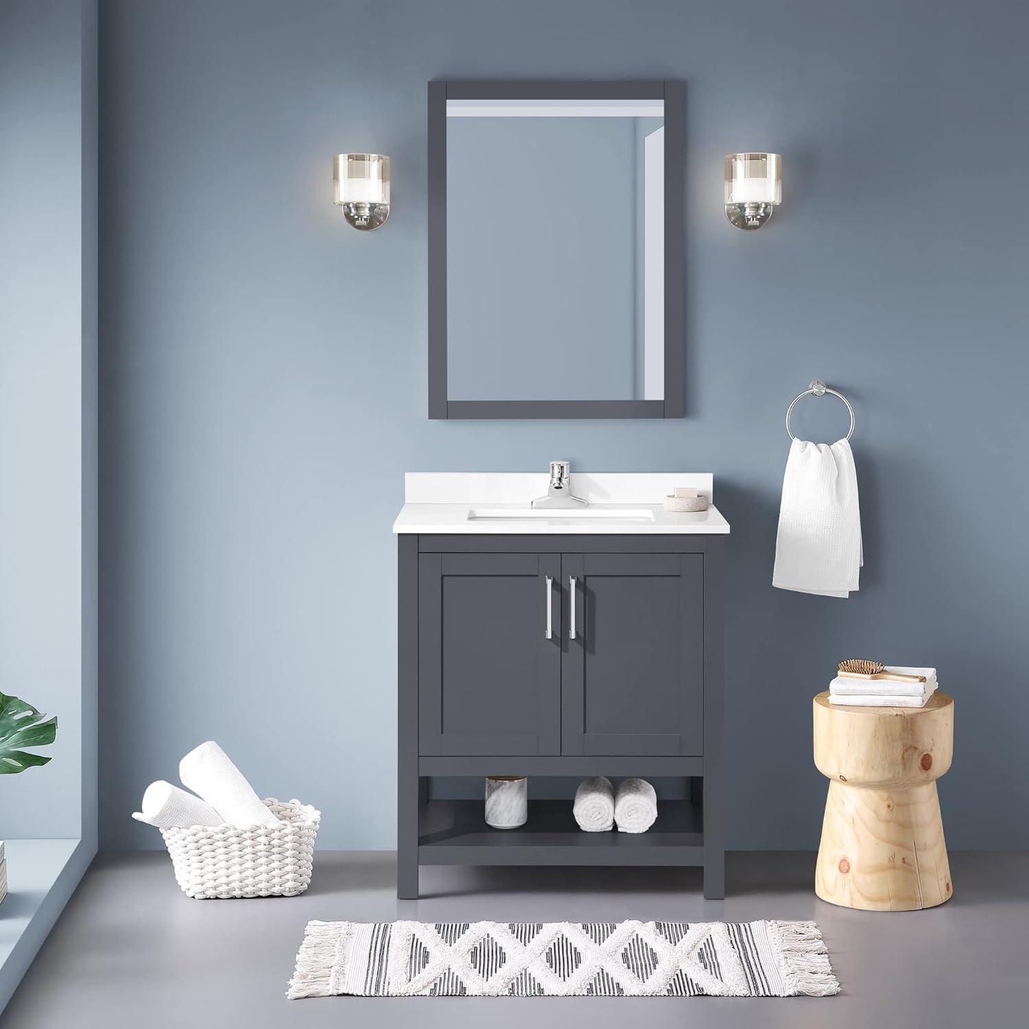 Vegas 30" Dark Charcoal Single Sink Vanity with White Countertop