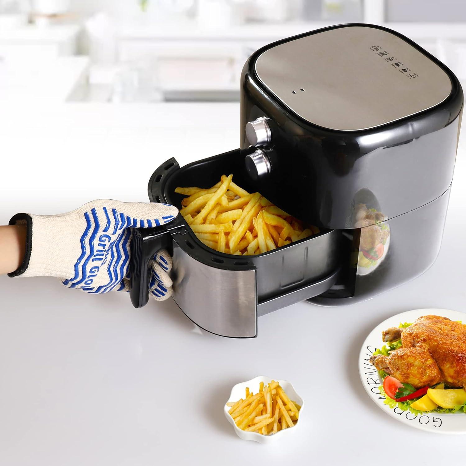 Oven Gloves, Heat Resistant BBQ Oven Glove-BBQ Gloves,Oven Glove Oven Mitts Heat Resistant for Kitchen Potholder,Grill,Grilling,Smoker,Barbeque-1 Pair(Blue)