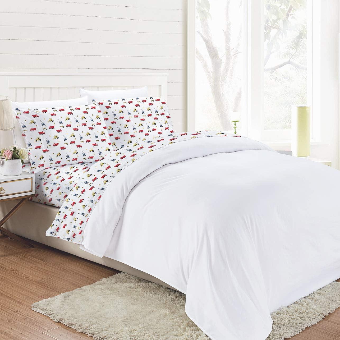 Softan Kids Bed Sheet Set, Girls Twin Size Sheets, Microfiber Fitted Sheet and Pillowcase, Breathable and Silky Soft, 3 Piece Castle Princess Printed Twin Bed Sheet