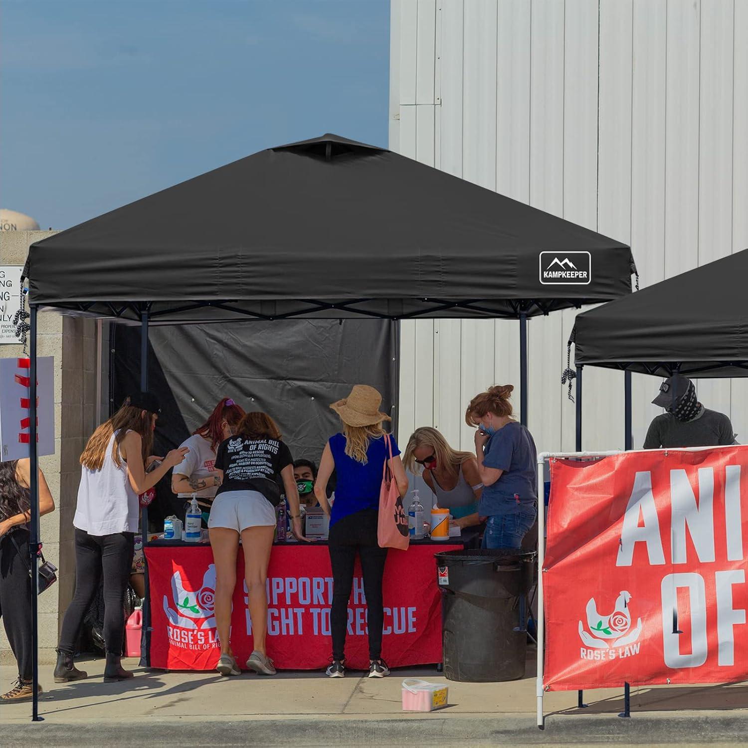 Black 10x10 Waterproof Pop-Up Canopy Tent with Adjustable Legs