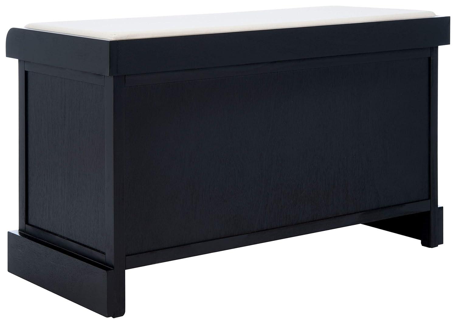 Landers 2 Drawer/Cushion Storage Bench - Black - Safavieh