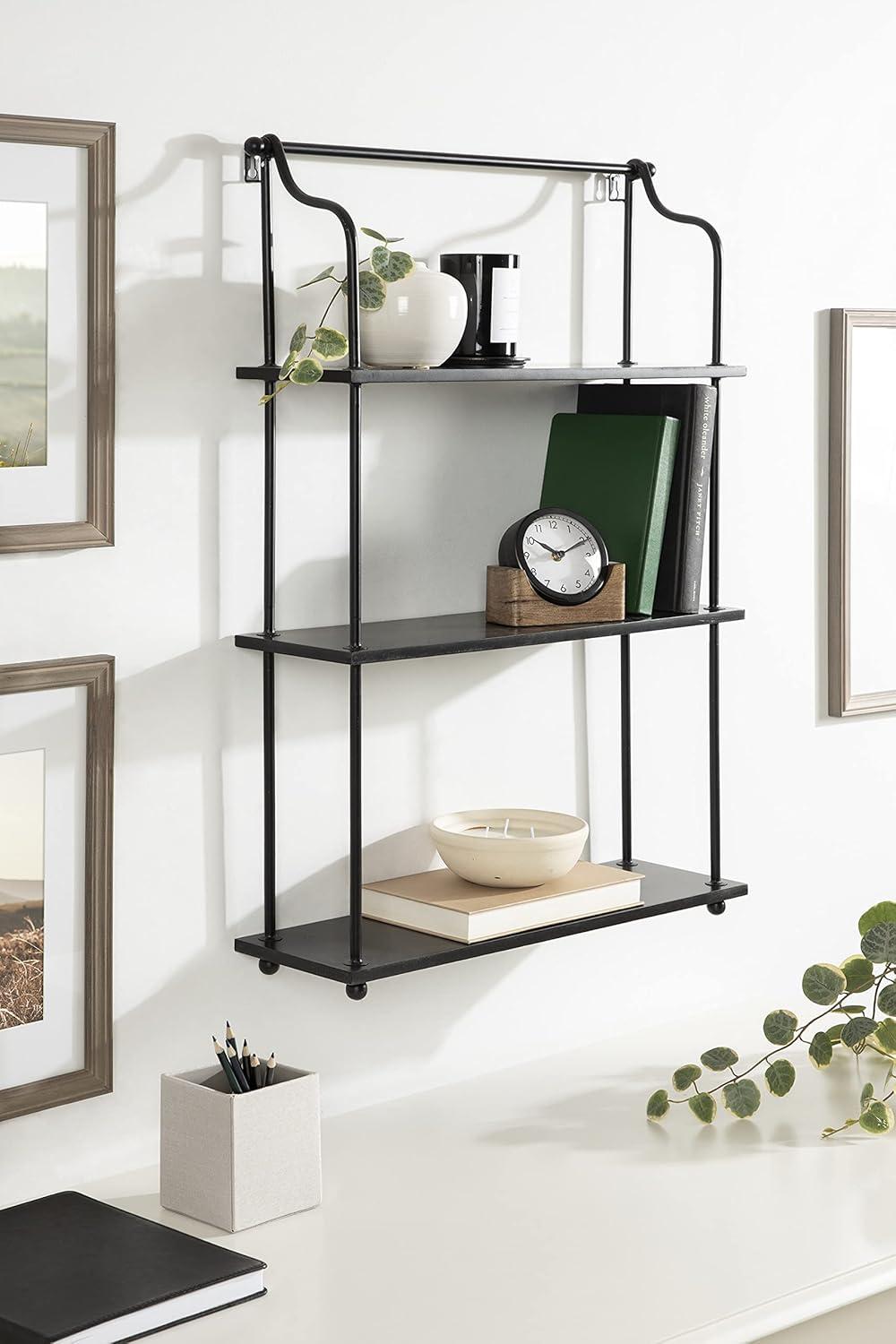 21" x 32" Walters Wood/Metal 3 Tier Shelving - Kate & Laurel All Things Decor