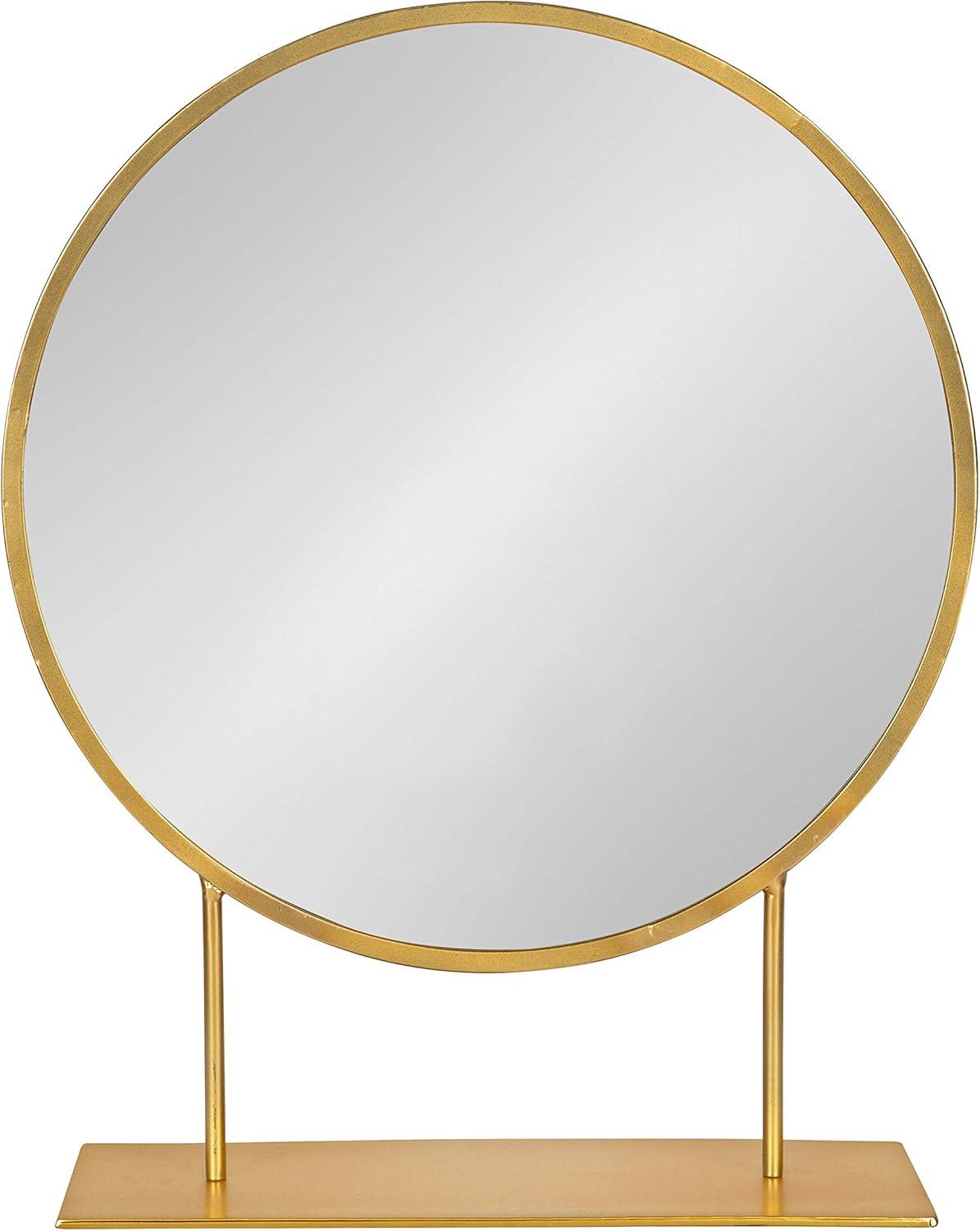 18" x 22" Rouen Round Wall Mirror Gold - Kate & Laurel All Things Decor: Freestanding, Metal Frame, Modern Decor