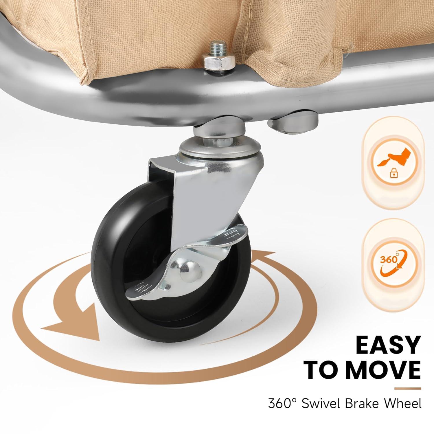 Laundry Cart with Wheels 320L Large Rolling Laundry Cart for Commercial/Home, Rolling Laundry Basket with Steel Frame and Waterproof Lining, 9 Bushel, 32.3L x 19.7W x 30.7H Inch, Beige