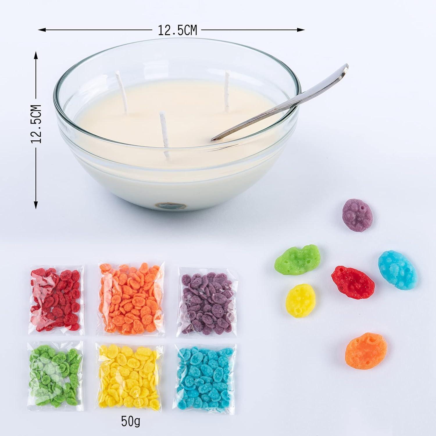 Multicolor Fruity Cereal Bowl Scented Soy Candle with Spoon