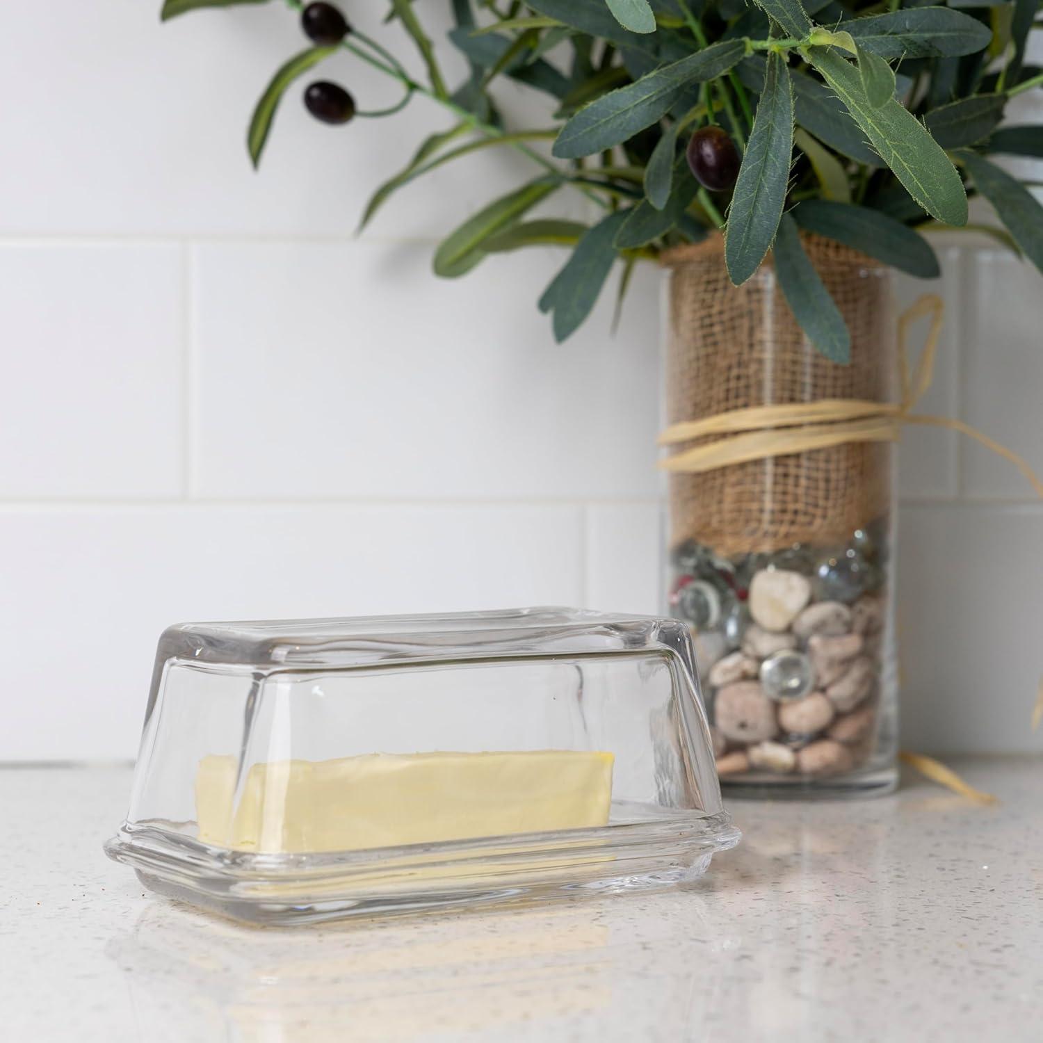 Fox Run Glass Butter Dish With Cover, For The Counter or Refrigerator