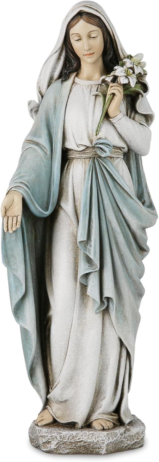 Darby Home Co Blessed Mother Mary Statue - 14 Inch Madonna Virgin Mary Statue Elegant Home Decor, Hand Painted Saint Mary Outdoor Garden Statue For Home Yard Patio Lawn Hallway Decor