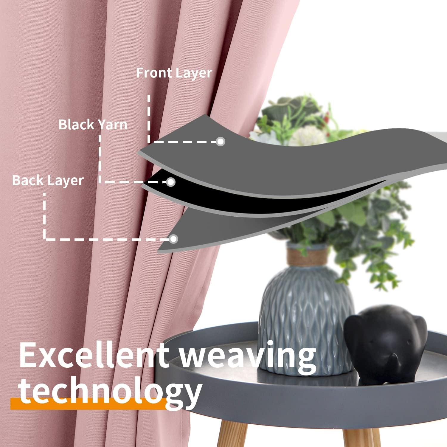 YoungsTex Baby Pink Room Darkening Curtains 84 Inches Length for Kids Girl Bedroom - Thermal Insulated with Grommet Blackout Drapes for Living Room, 2 Panels, 42 x 84 Inch