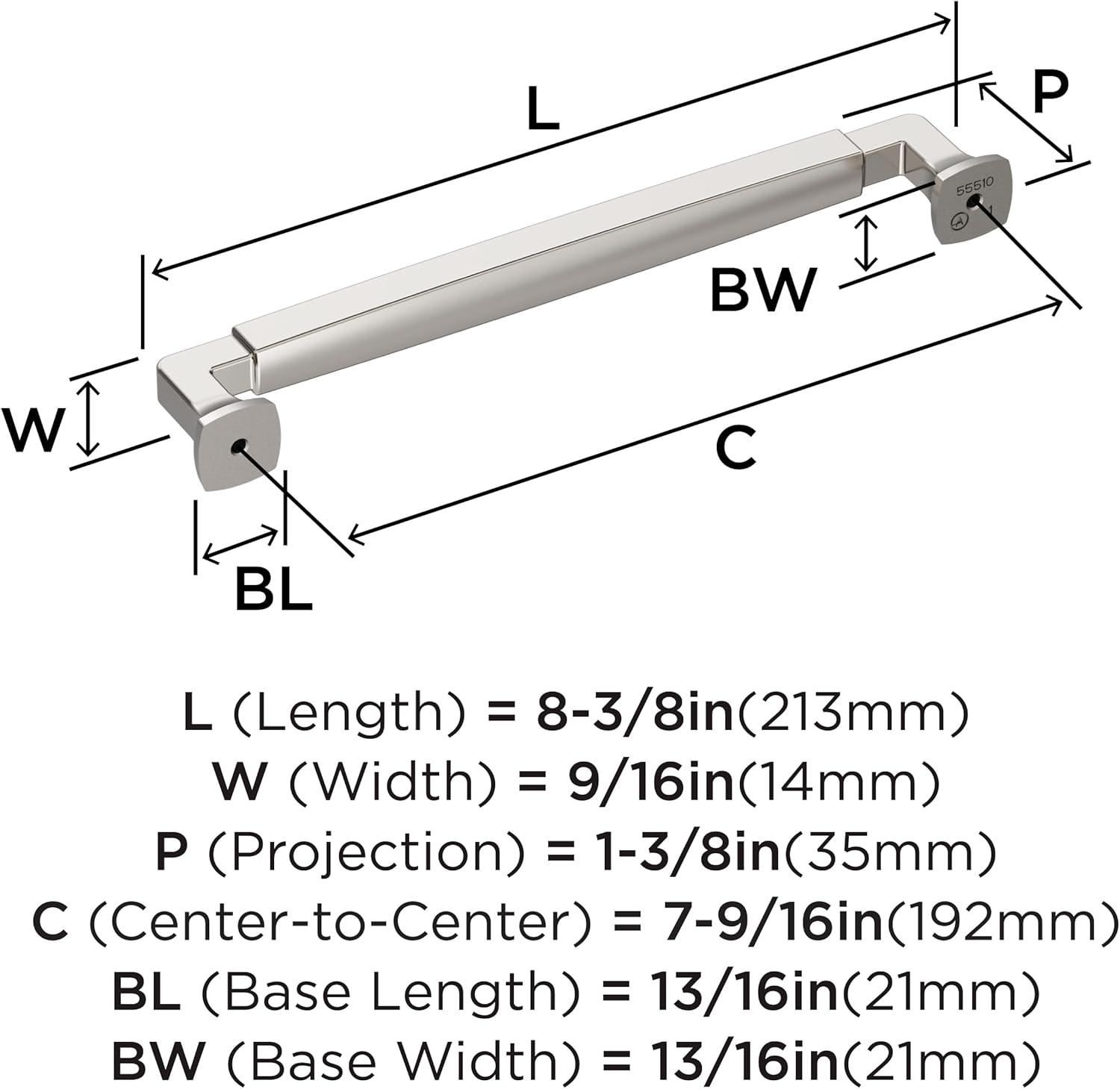 Polished Nickel 7-9/16" Cabinet Drawer Pull with Mounting Hardware