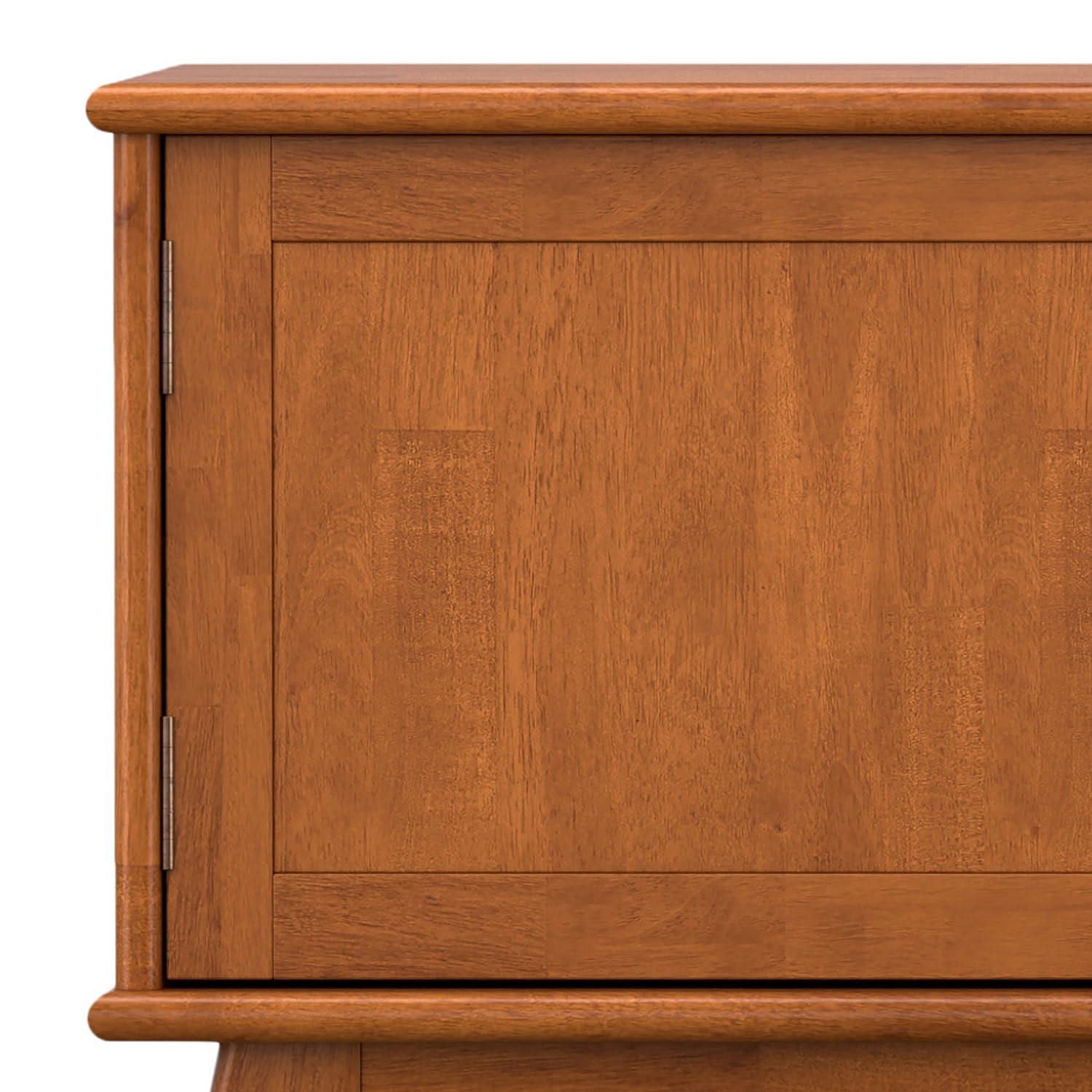 Simpli Home Draper 72"W Solid Hardwood Mid-Century Modern TV Stand for TVs up to 80" with Adjustable Shelves